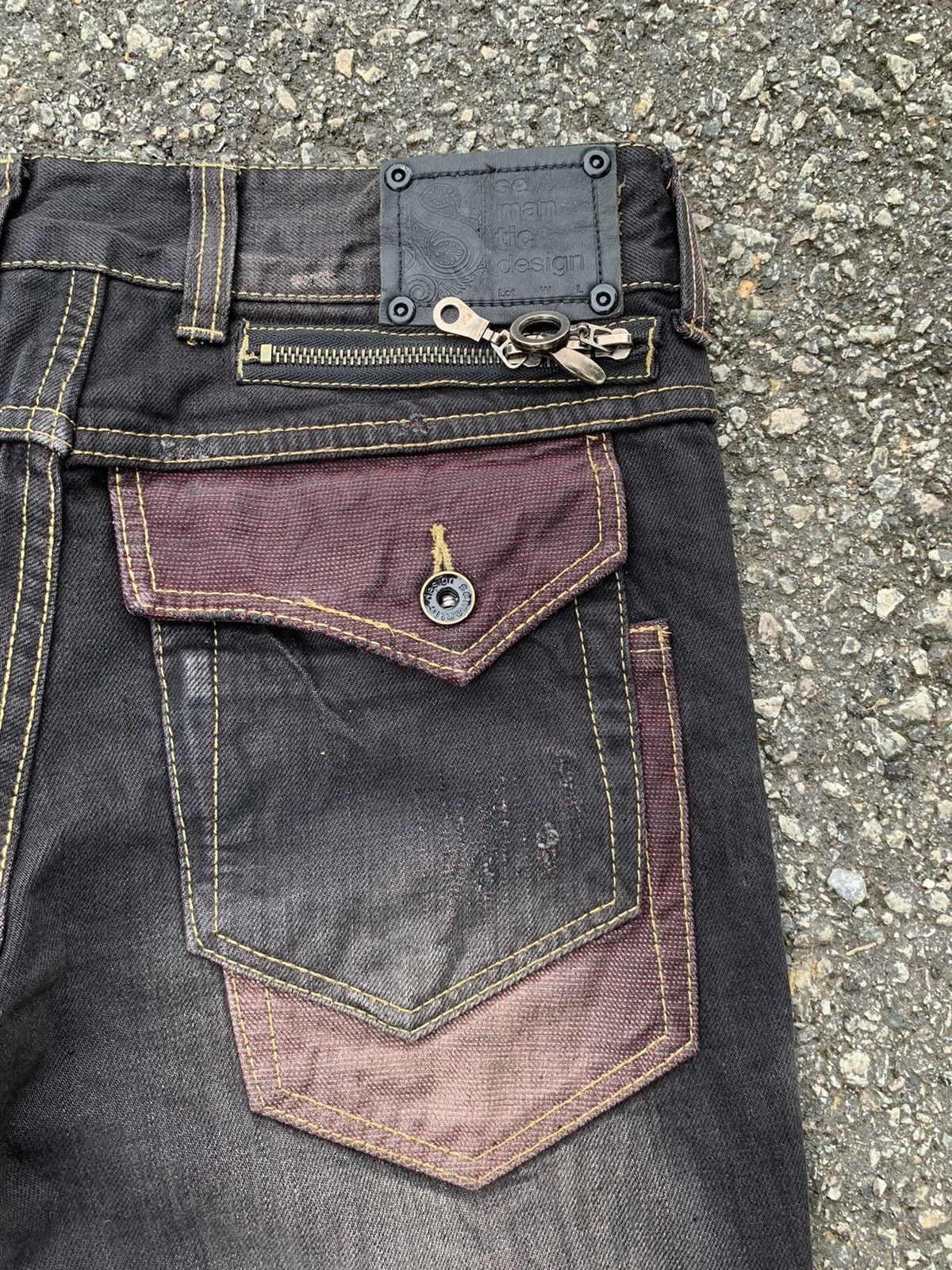 If Six Was Nine FLARE💥 SEMANTIC DESIGN PUNK STYLE MUDMAX DISTRESSED DENIM🎌☠️ Size US 31 - 13 Thumbnail