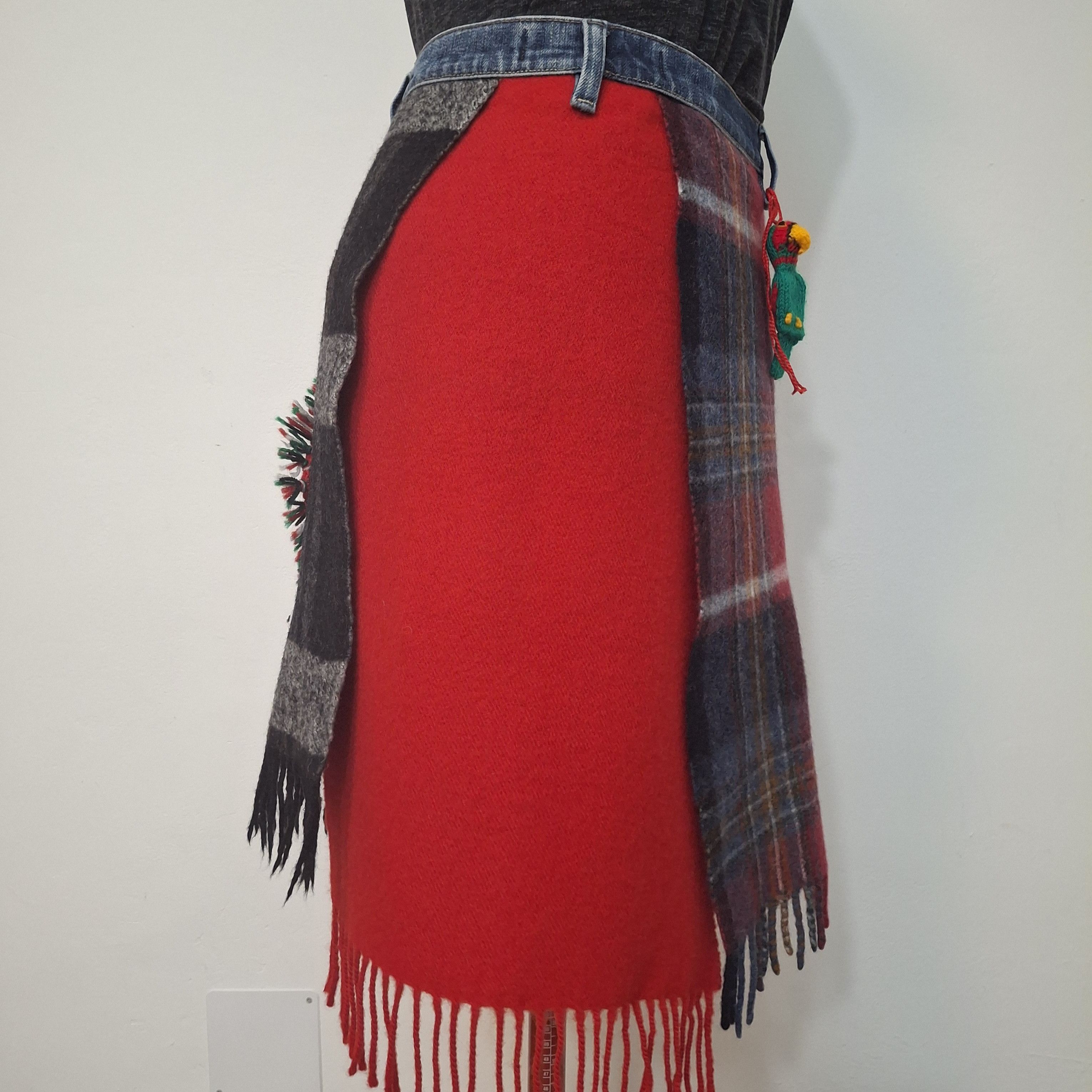 Handmade Reworked Wool Wrap Skirt Size 31" - 3 Thumbnail