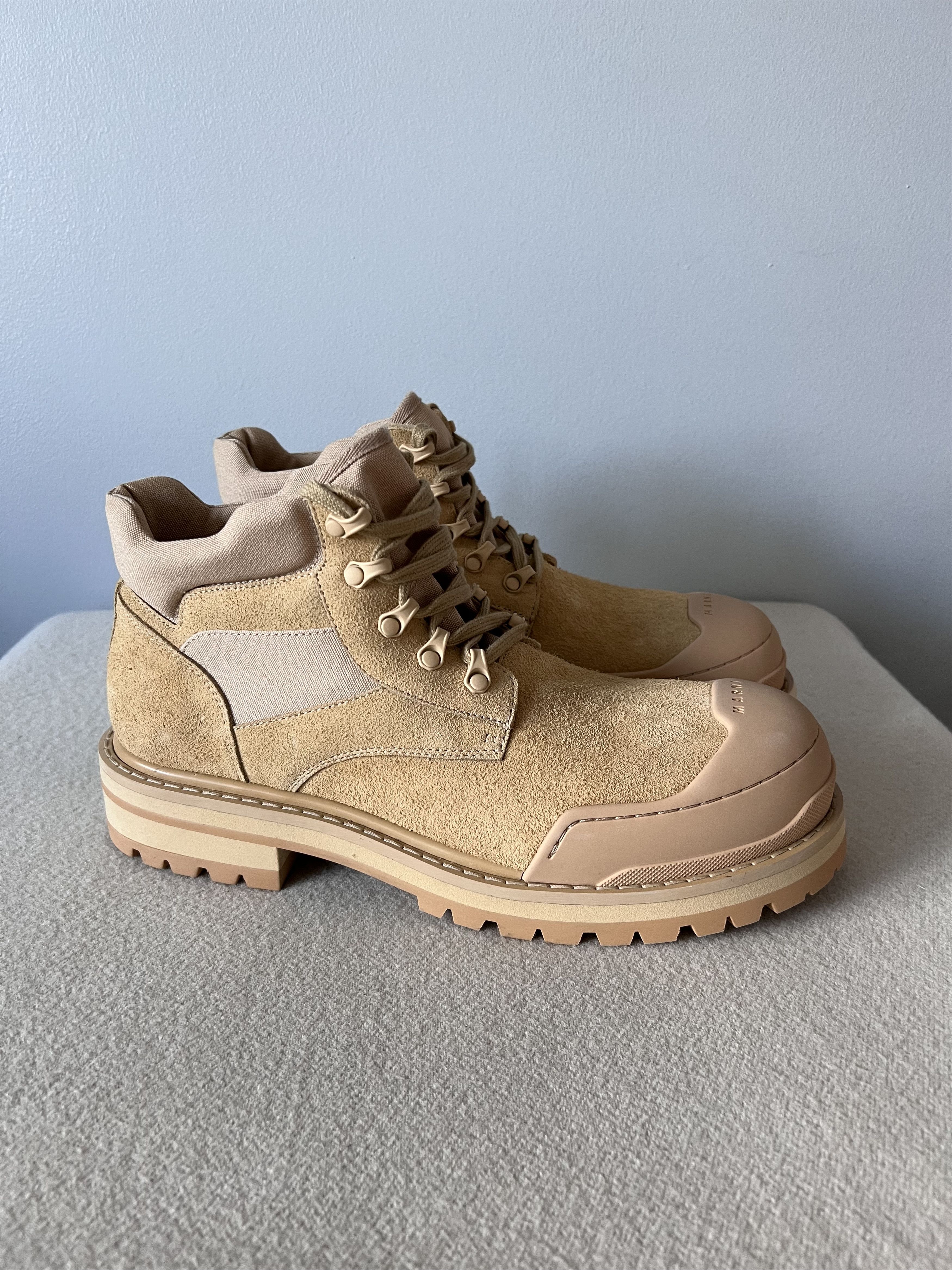 Marni Marni Patchy Combat Boots in Gold Suede Size US 11 / EU 44 - 1 Thumbnail