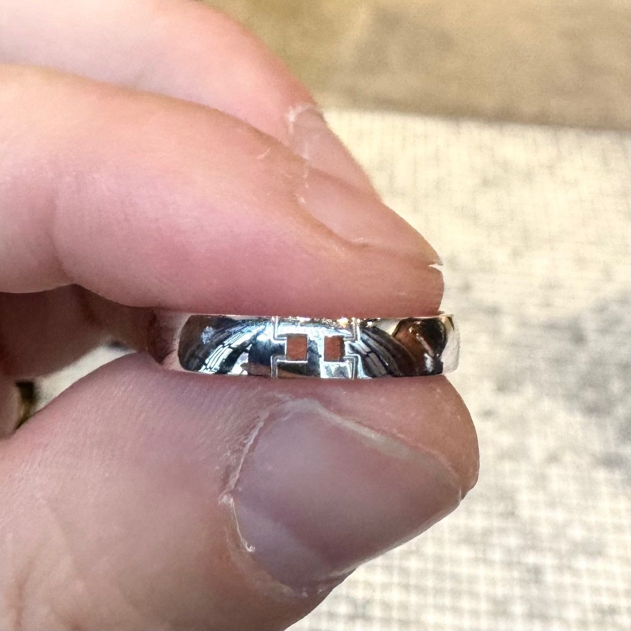Hermes Hermès Ever Herakles White Gold Band Ring EU 58 Men's Size ONE SIZE - 10 Thumbnail