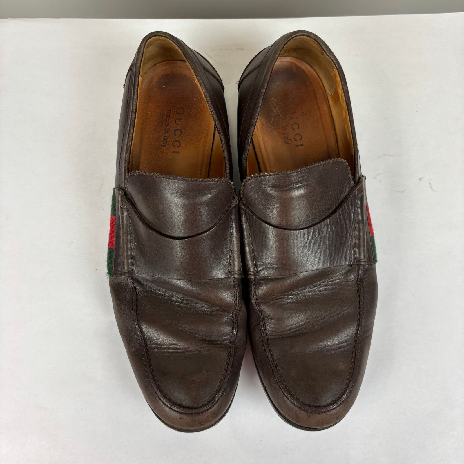 Gucci Gucci Brown Leather Web Slip On Loafers Men's 9 Size US 9 / EU 42 - 6 Thumbnail