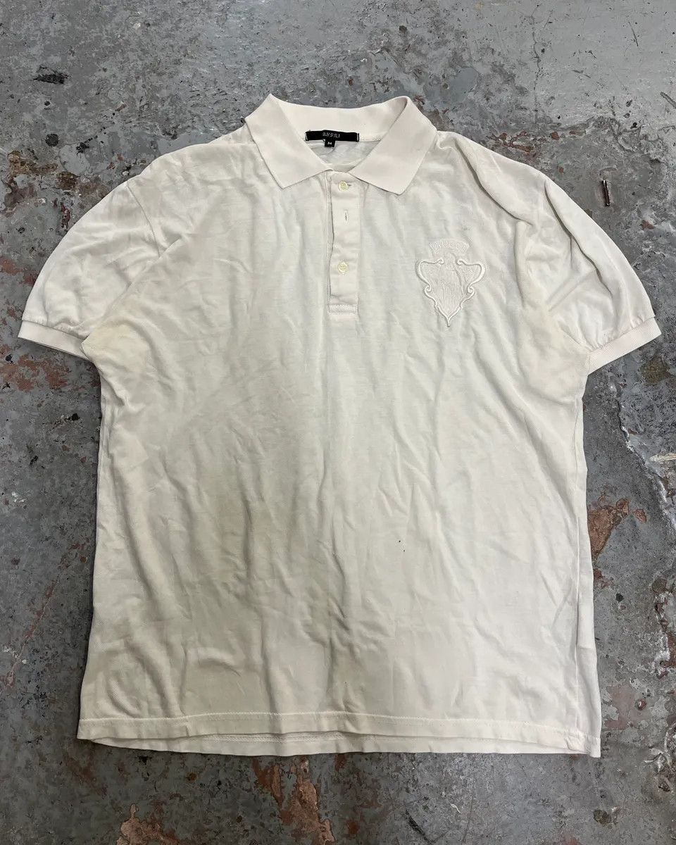 Gucci 2010s Gucci White Embroidered Logo Polo Size US M / EU 48-50 / 2 - 2 Thumbnail