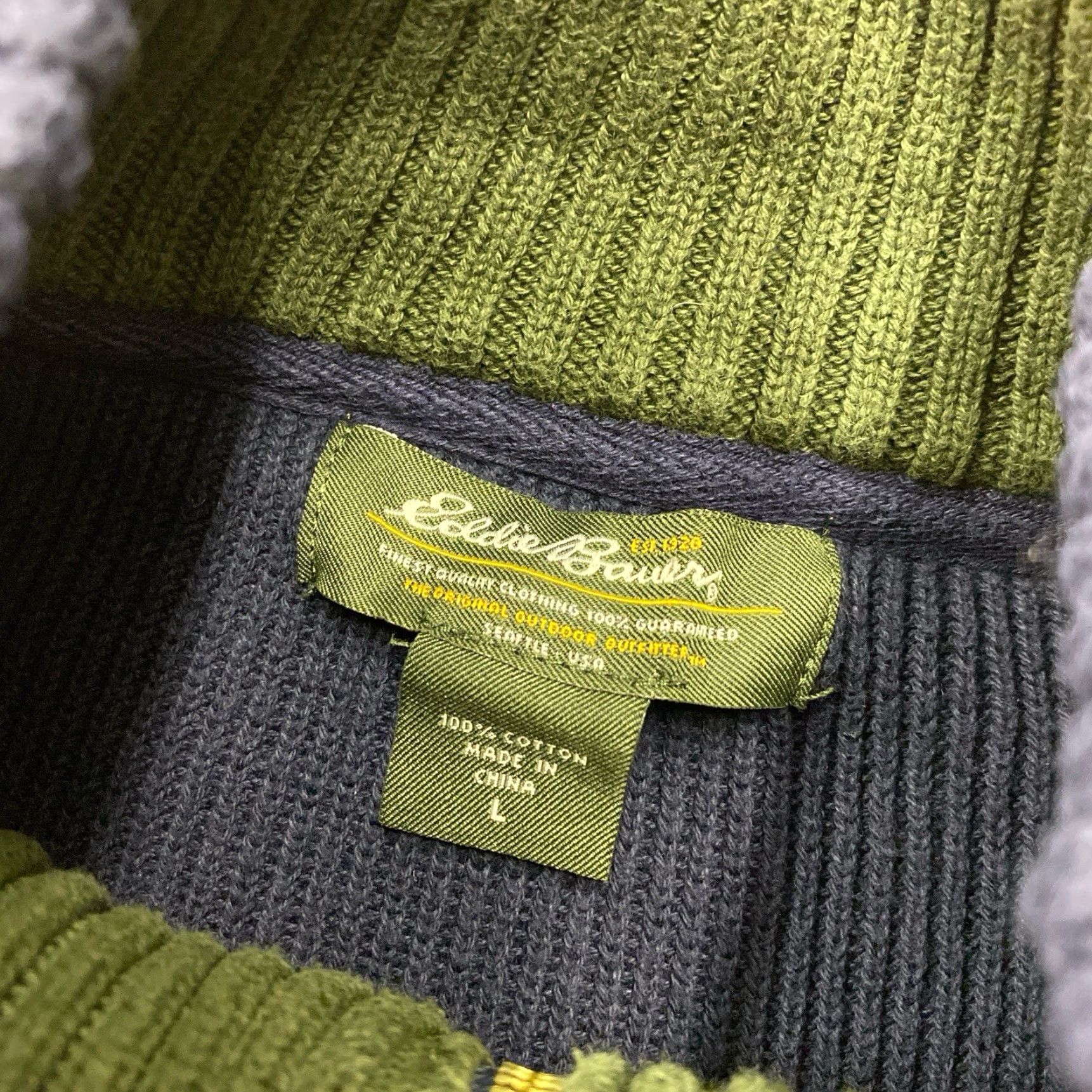 Eddie Bauer VINTAGE Eddie Bauer Mens L Quarter Zip Sweater Blue Green Pullover Knit Size US L / EU 52-54 / 3 - 2 Thumbnail