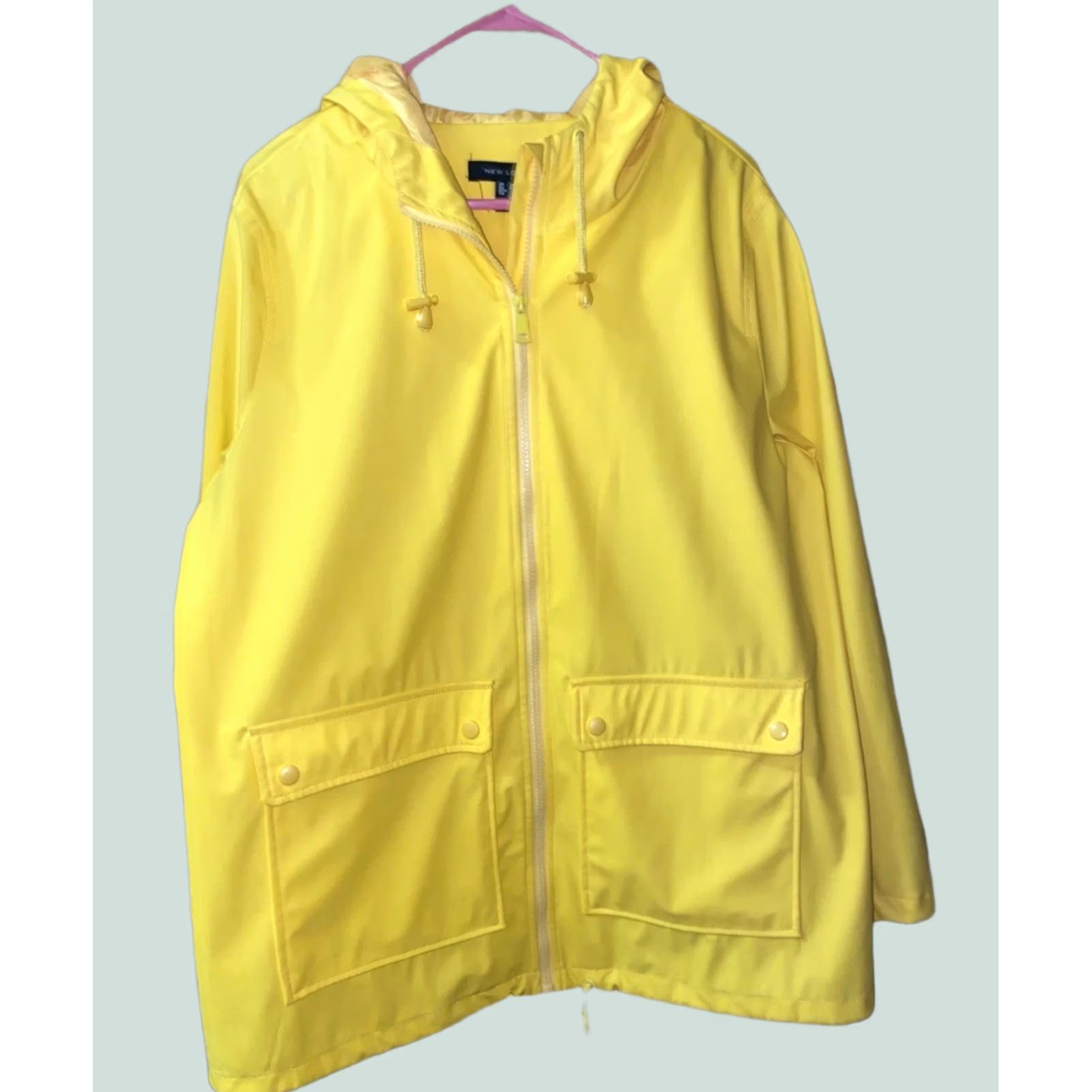 New Look Womens New Look Yellow Hooded Coat Rain Coat With Hood Size L Color Yellow Banana Color Raincoat 12 Women Size L / US 10 / IT 46 - 1 Thumbnail