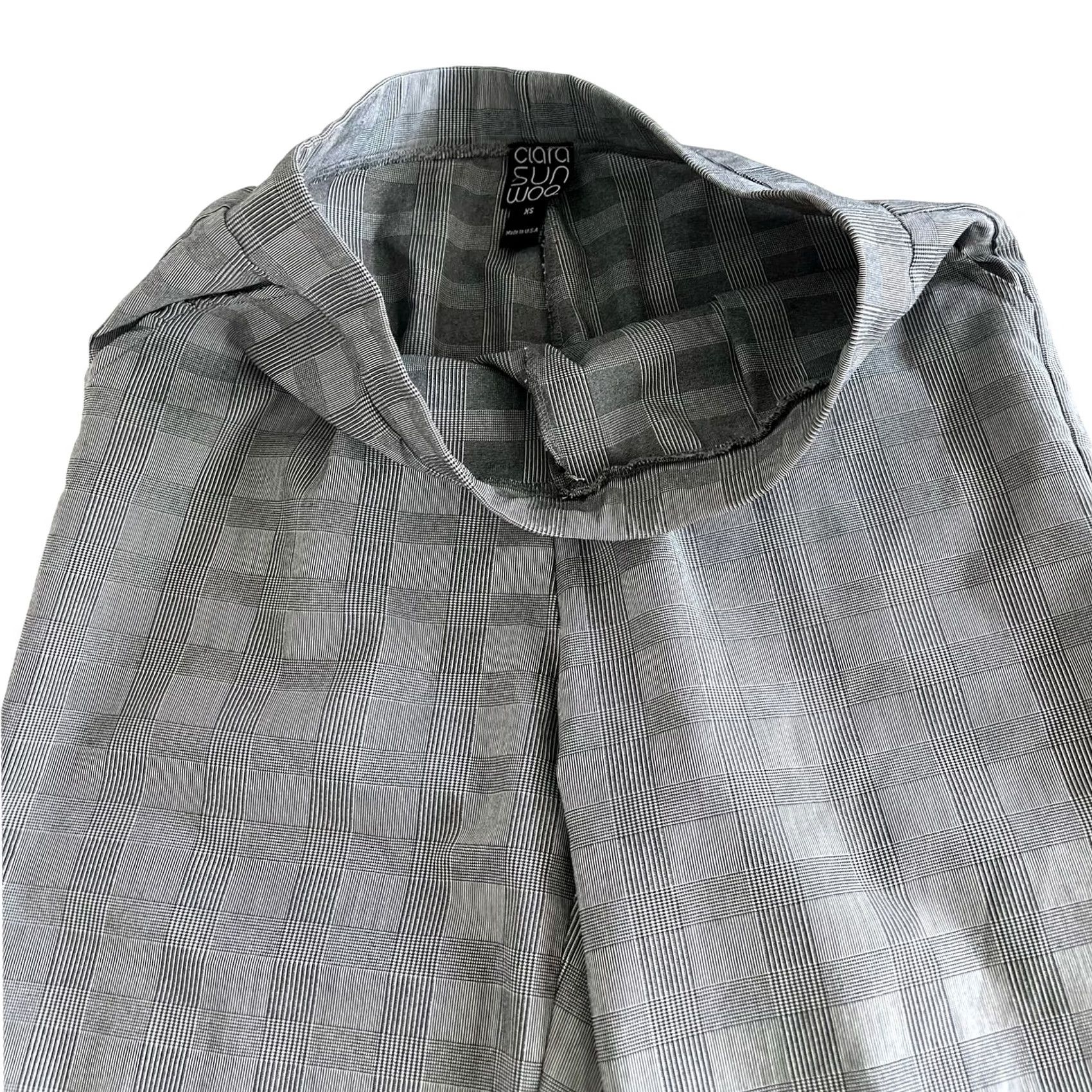 Vintage Clara Sun Woo Women’s Pants Cropped Pull On Black White Windowpane Plaid XS Size 26" / US 2 / IT 38 - 4 Thumbnail