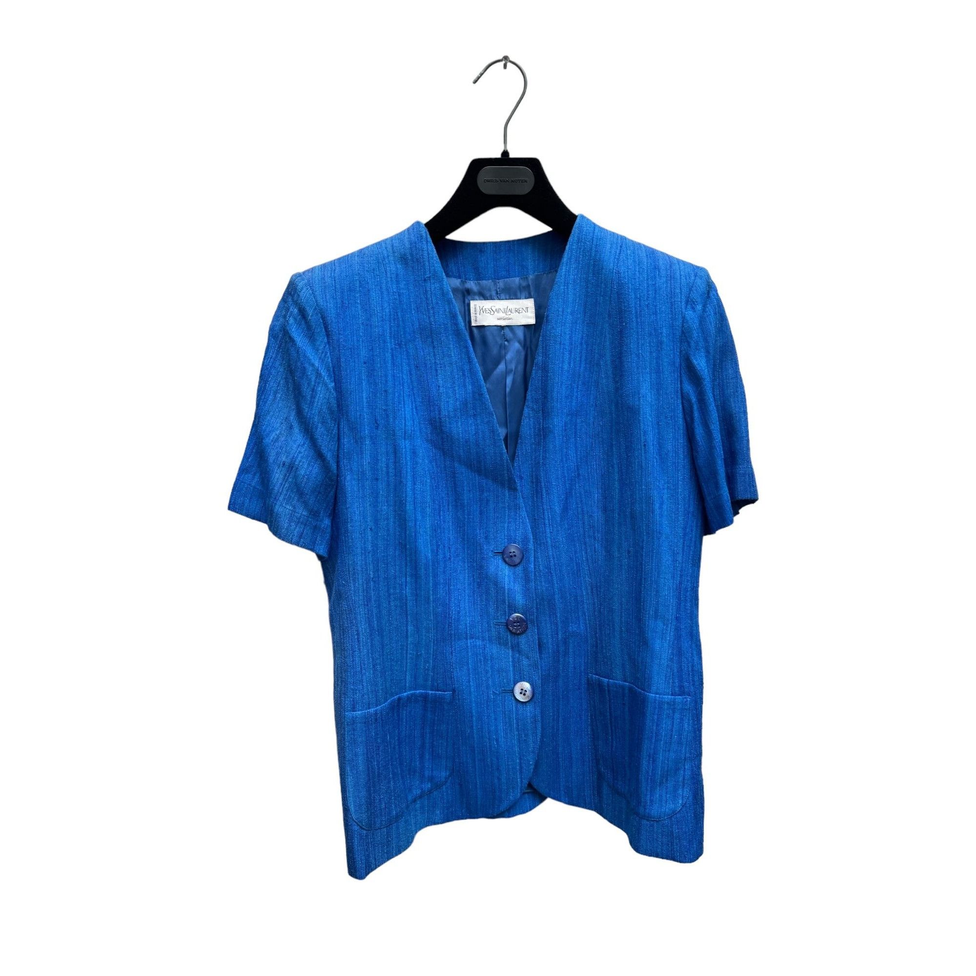 image of YVES Saint Laurent Vintage Blue Short Sleeves Jacket, Women's (Size Medium)