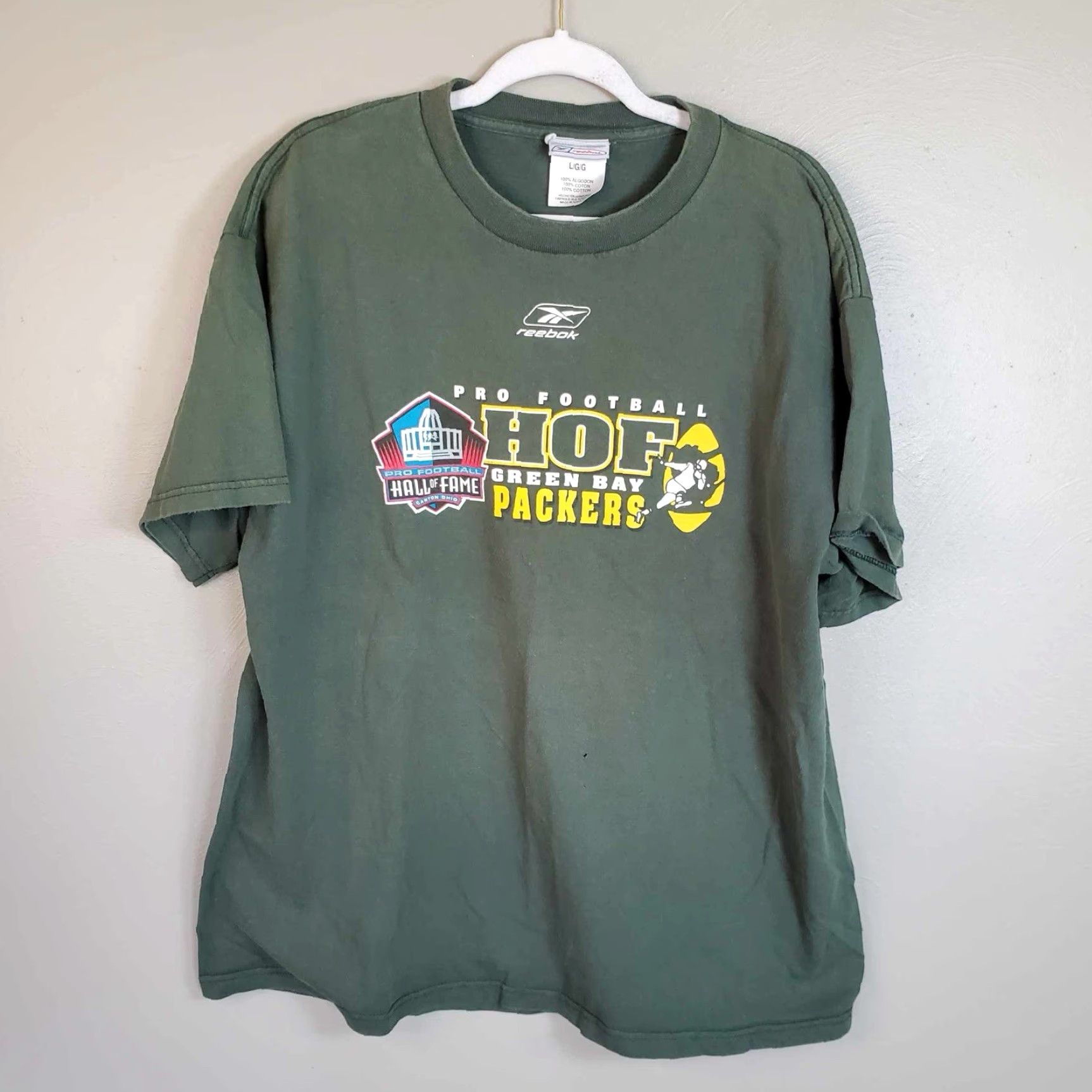 Reebok VINTAGE Green Bay Packers HOF T-SHIRT Pro Football Hall of Fame L Shirt Mens Large Green Packets? Size US L / EU 52-54 / 3 - 3 Thumbnail