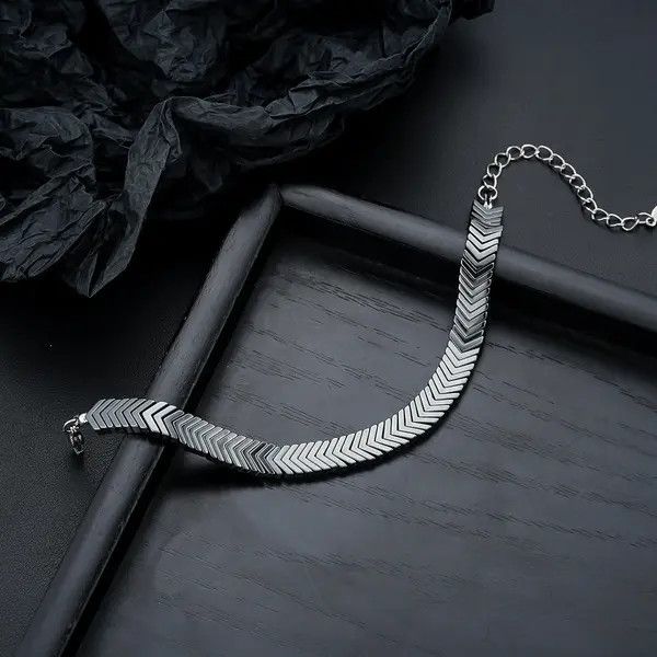 Jewelry Black Chevron Link Chain Bracelet, Adjustable Men's Bracelet Size ONE SIZE - 8 Thumbnail