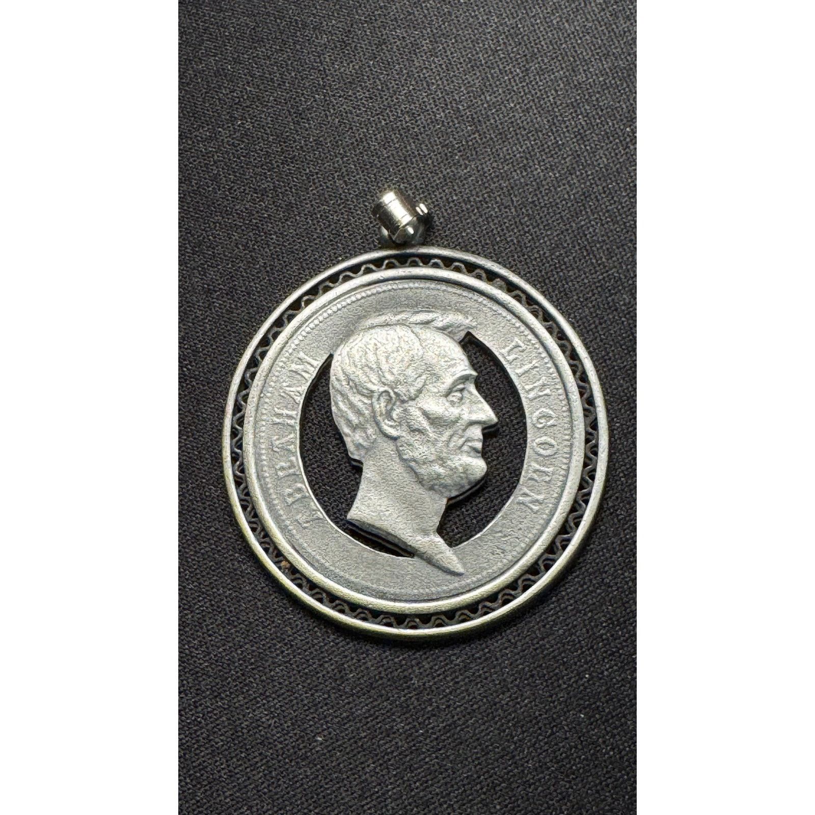 Other Abraham Lincoln Commemorate Pendant Cut Out Metal Coin Size ONE SIZE - 1 Thumbnail