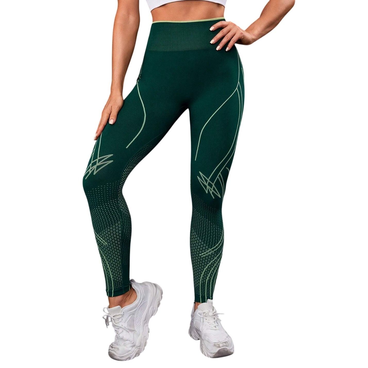 Shein Powerista Striped Print Wide Waistband Sports Leggings Size 30" / US 8 / IT 44 - 2 Thumbnail