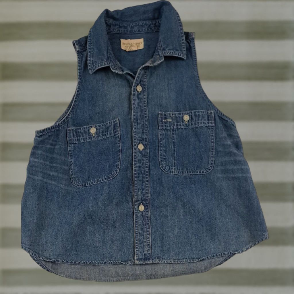 Chaps Chaps Vest Denim Cotton Blue 90s Solid Button Short 25in Long Women M - Casual Workwear Size 32" / US 10 / IT 46 - 1 Thumbnail