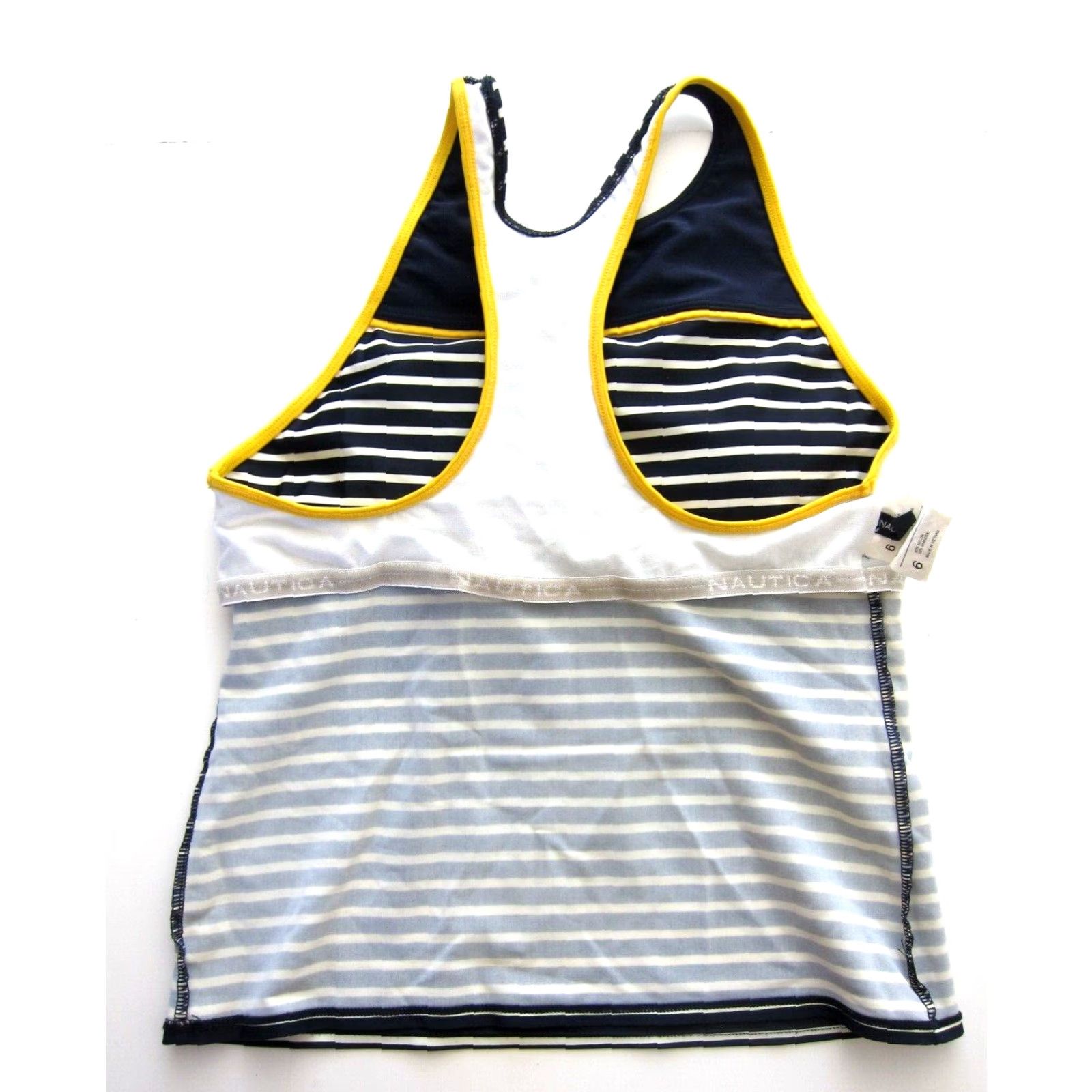 Nautica Nautica Blue White Yellow Stripe Racerback Tankini Swim Top 6 Size M / US 6-8 / IT 42-44 - 4 Thumbnail