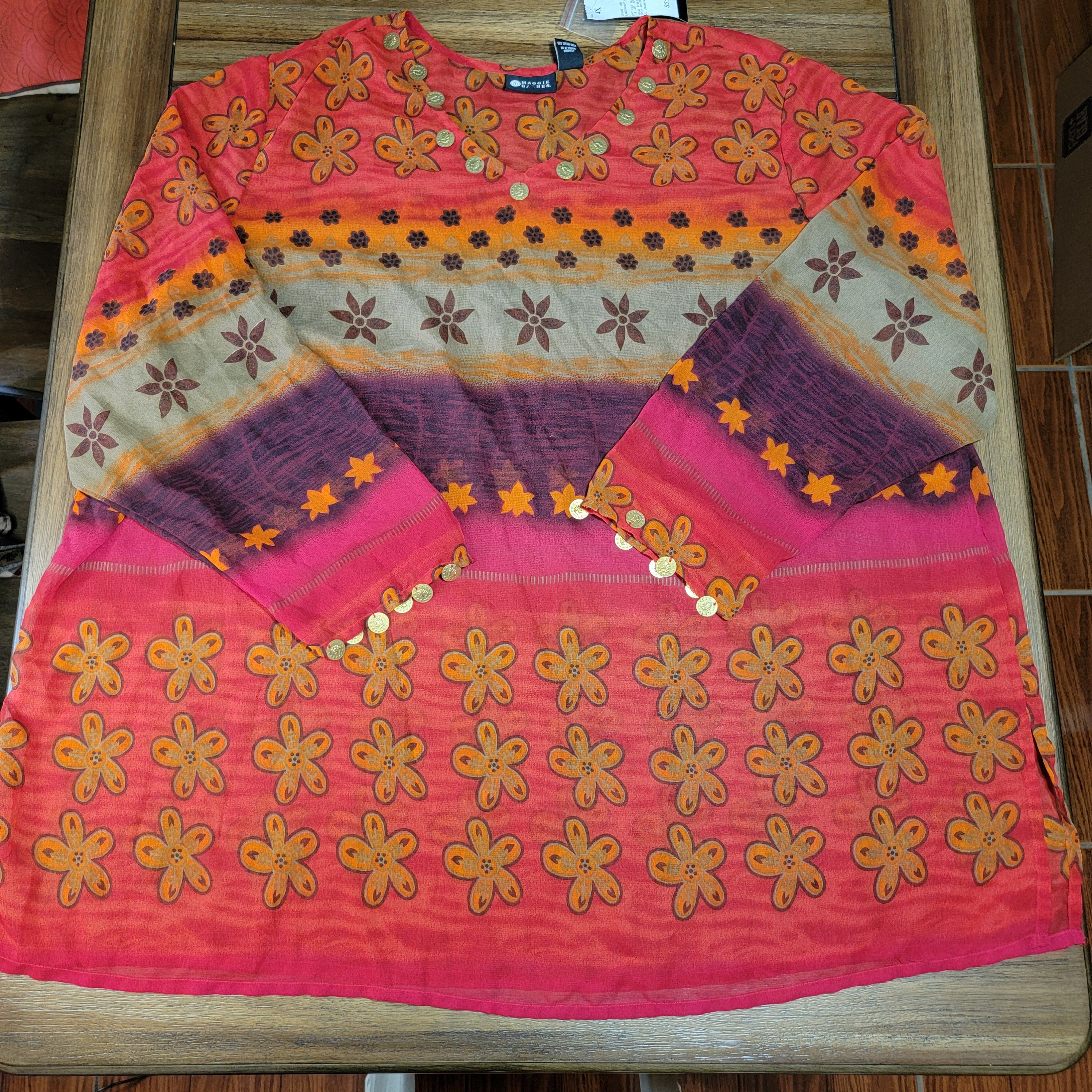 Other Maggie Barnes Cover-Up w/Dangles Red/Dark Red - Size 4XL NWT Size 4XL / US 24-26 - 1 Thumbnail