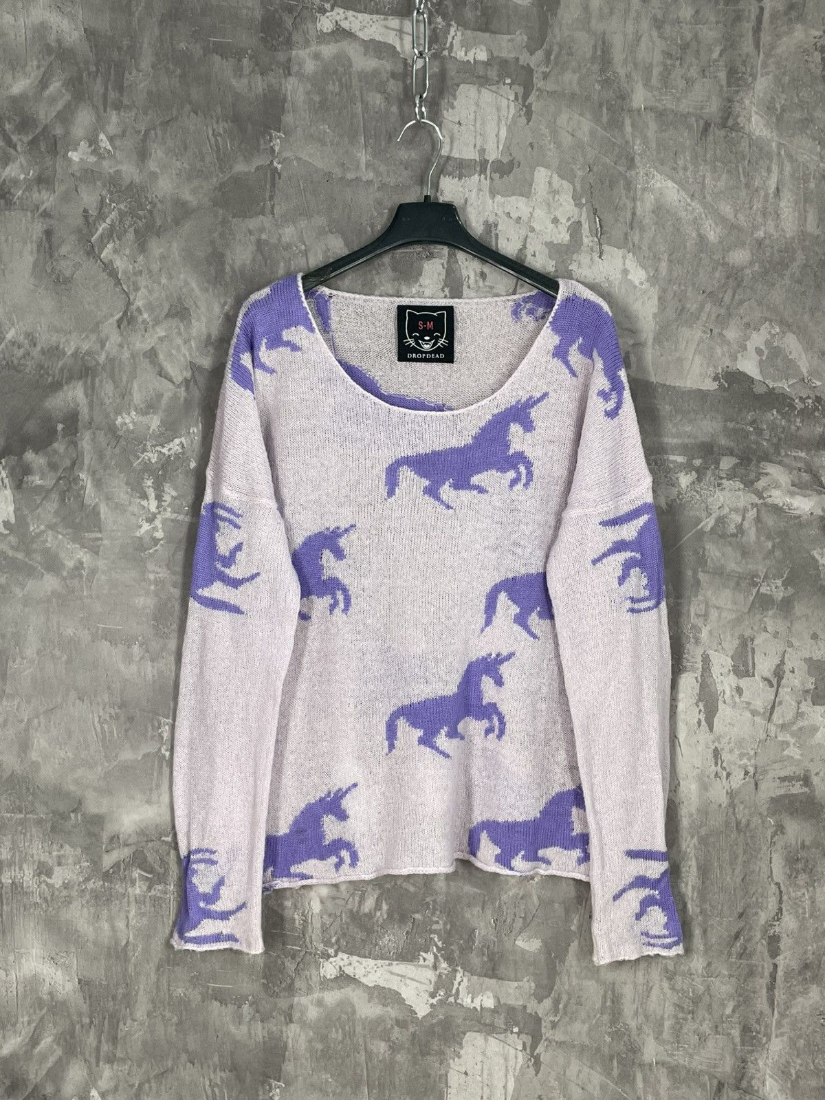 Drop Dead Clothing × Japanese Brand AVANT GARDE Y2K UNICORN PURPLE DROP DEAD KNIT SWEATER Size M / US 6-8 / IT 42-44 - 1 Thumbnail