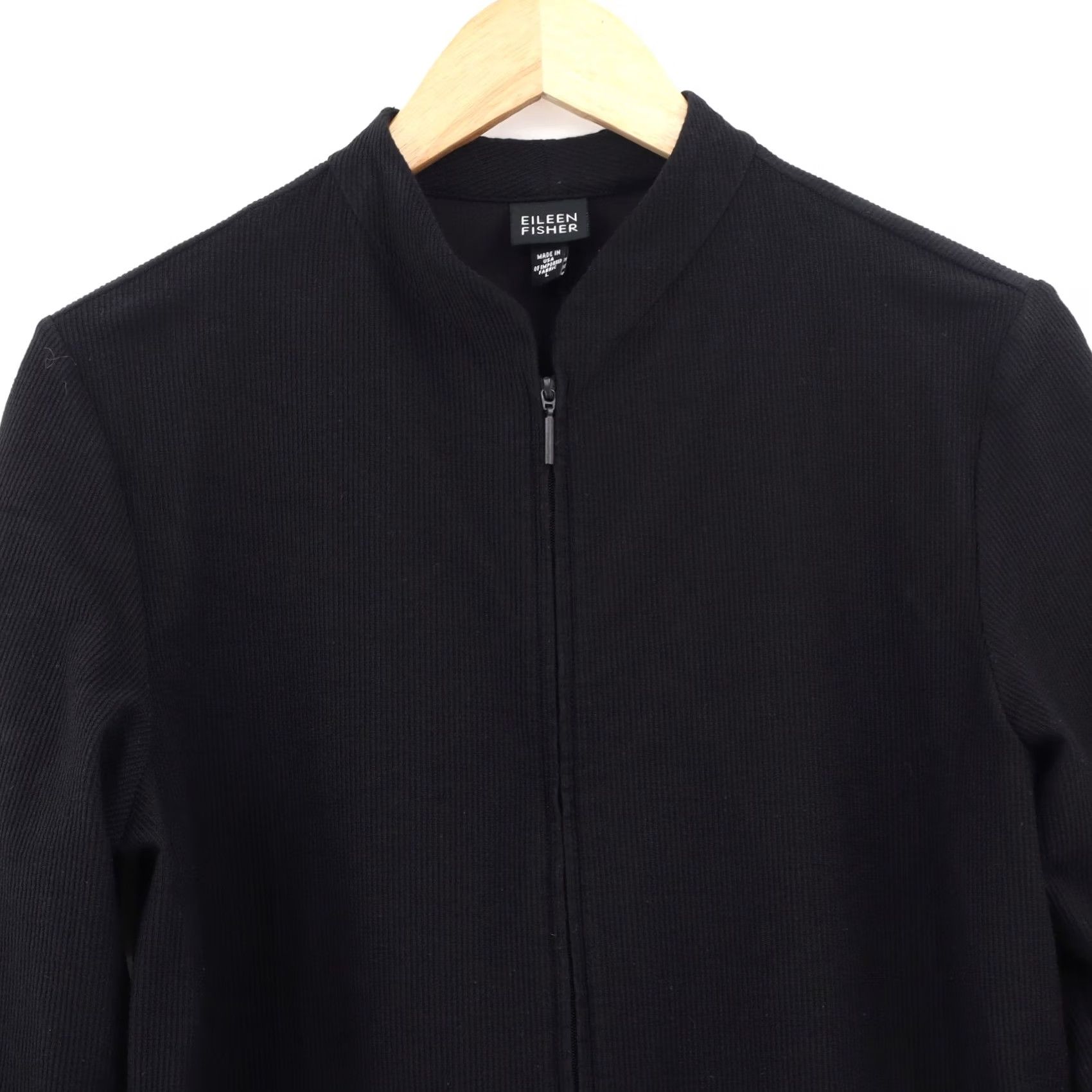 Eileen Fisher Eileen Fisher Women's Jacket Full Zip Lightweight Black Sz L - Regular Fit, Knit, Dry Clean Only, Zipper, Casual/Workwear Size L / US 10 / IT 46 - 3 Thumbnail