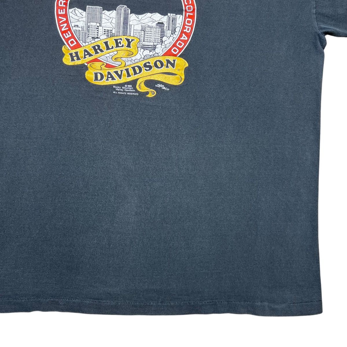Harley Davidson × Vintage Vtg 1990 Harley Davidson Rocky Mountain Denver Pocket Tee Size US XXL / EU 58 / 5 - 14 Thumbnail