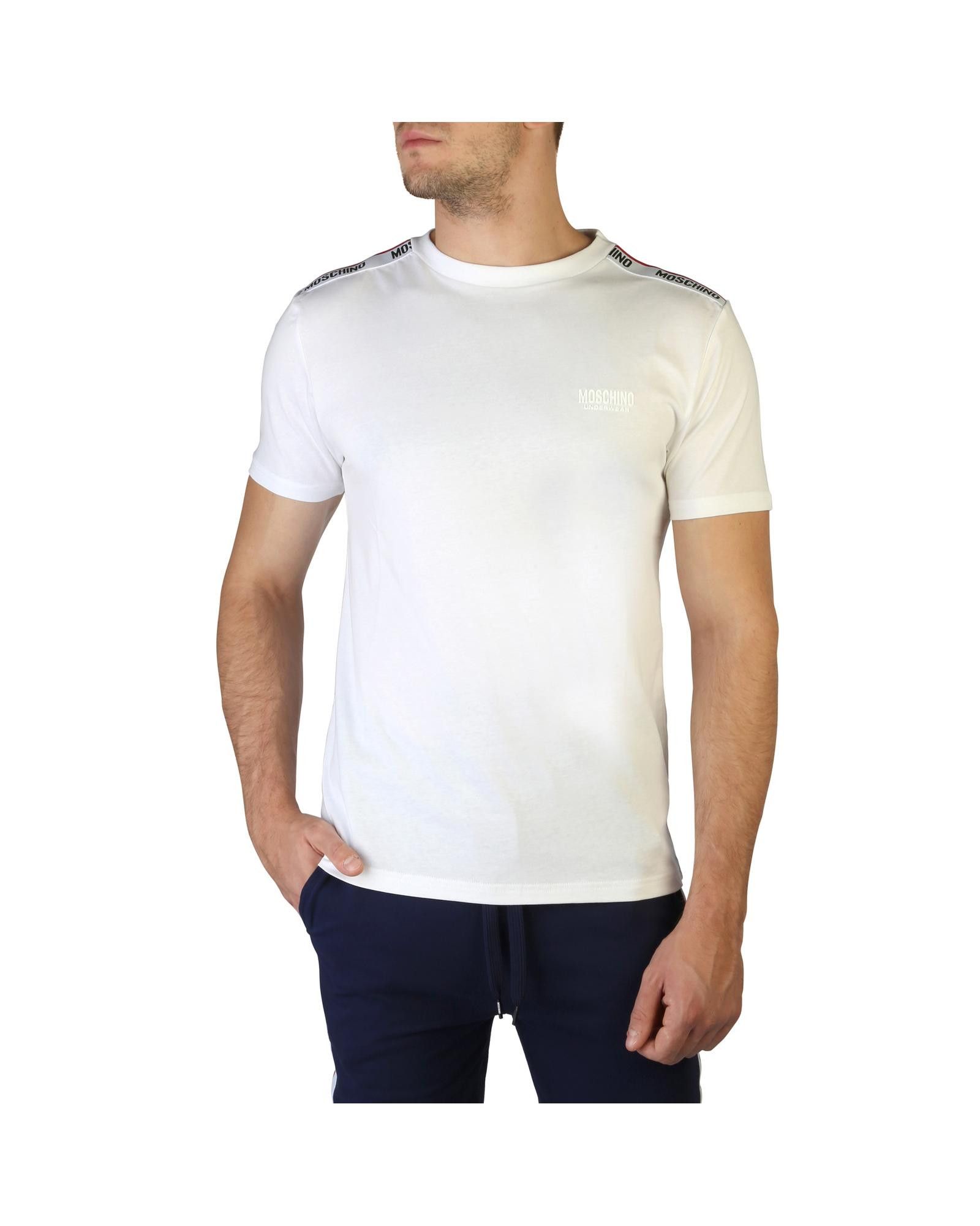image of Moschino Short Sleeve Round Neck T-Shirt In 100% Cotton in White, Men's (Size Medium)