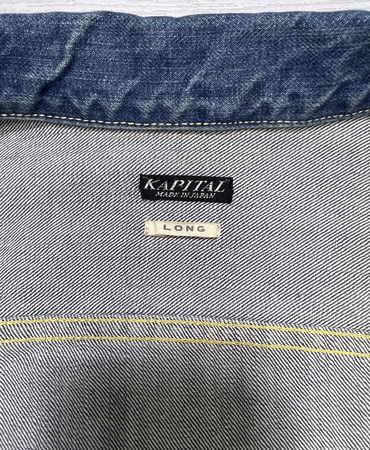 Kapital Kapital 14oz Westerner Long Washed Smiley Denim Jacket Size US XXS / EU 40 - 16 Thumbnail