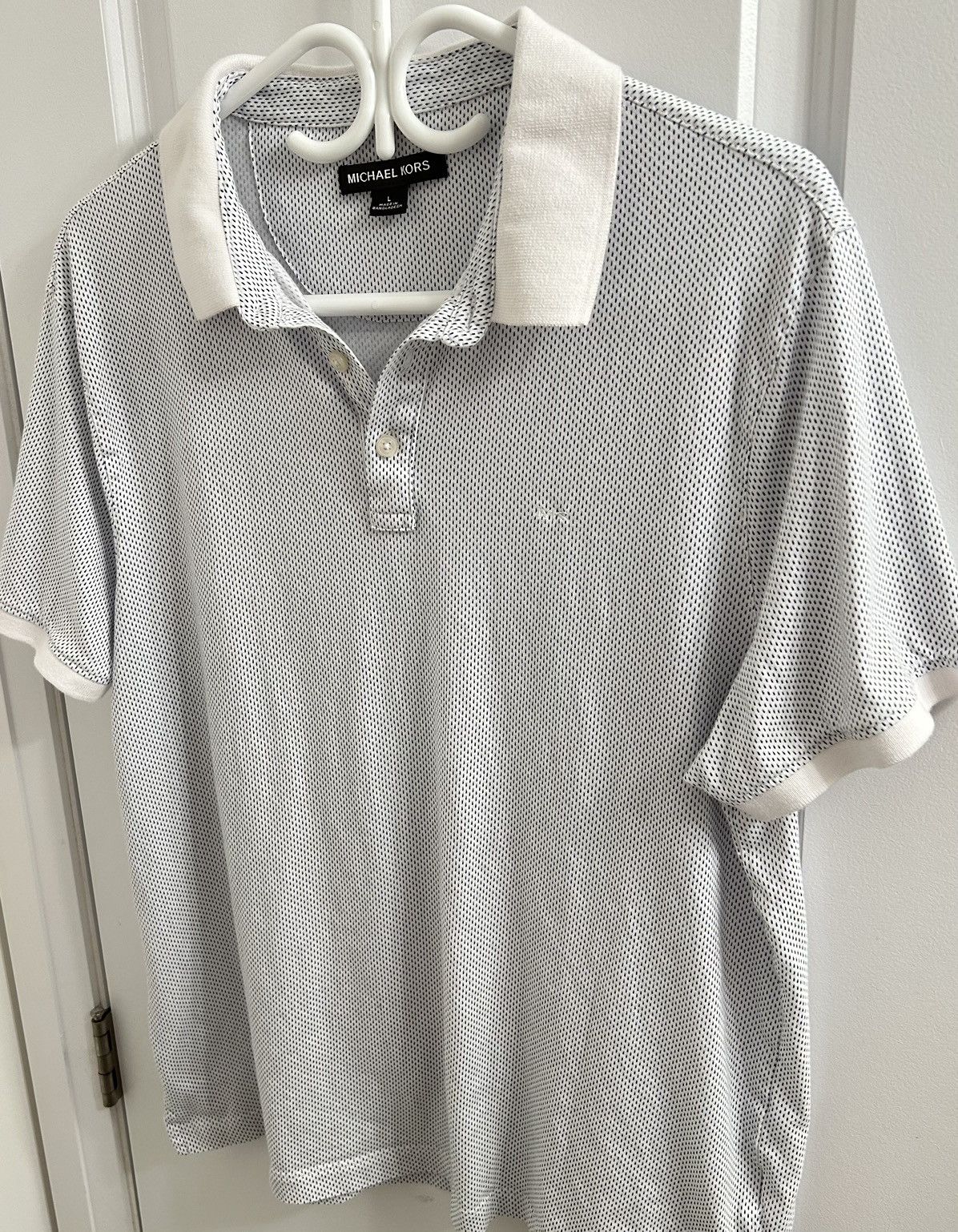 Michael Kors Michael Kors Men White And Blue Dotted Polo Shirt - Size L Size US L / EU 52-54 / 3 - 3 Thumbnail