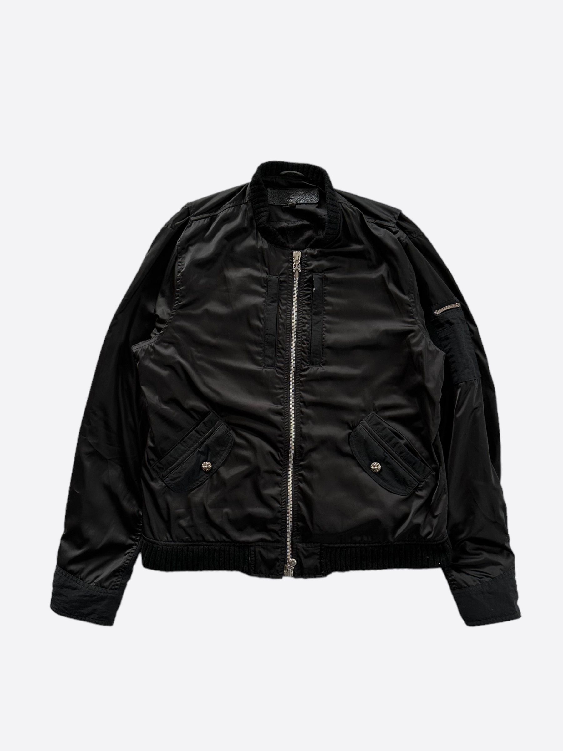 Chrome Hearts Chrome Hearts Black Silver hardware Bomber Jacket | Grailed