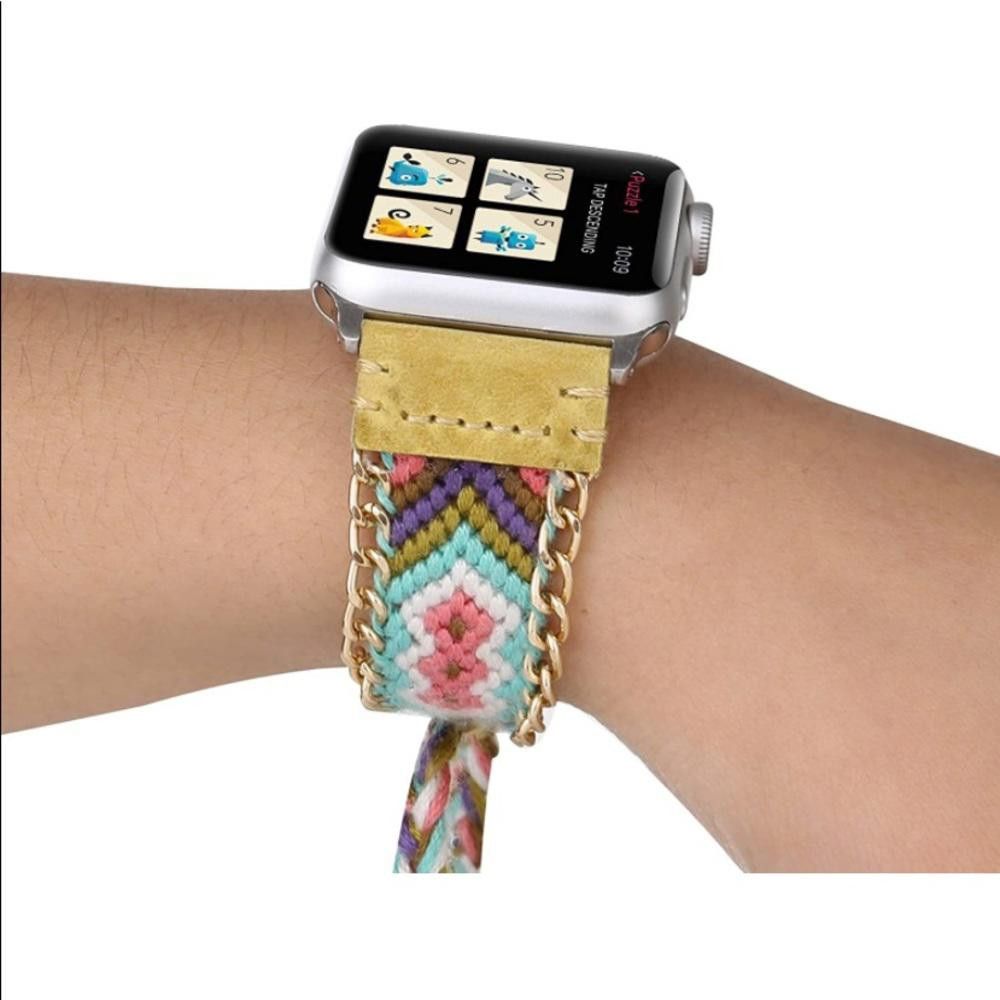 Designer NWOT Boho Woven Apple Watch Wristband 38mm/42mm Size ONE SIZE - 9 Thumbnail