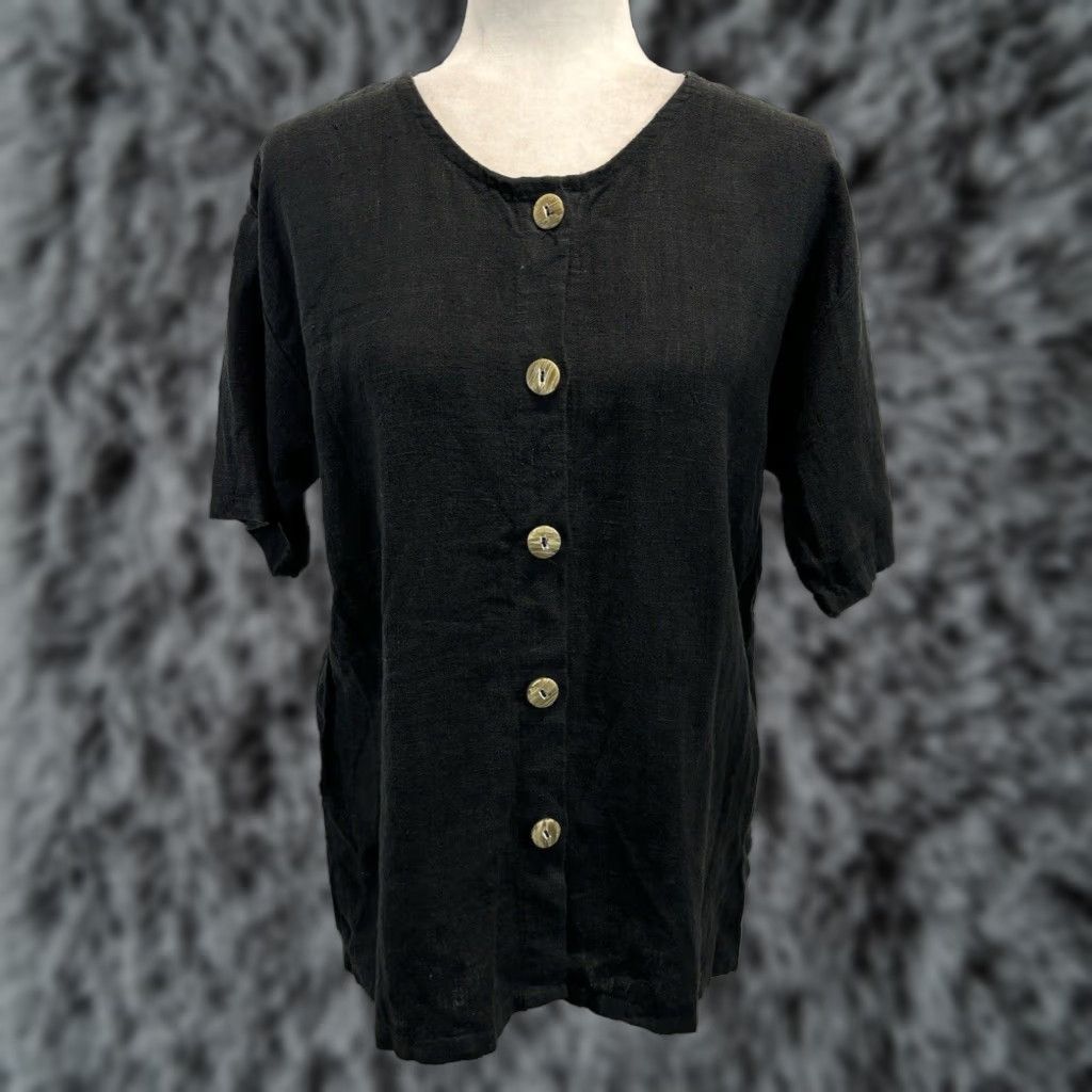 J Brand Zack Linen Button Up Shirt Womens Black Medium Size M / US 6-8 / IT 42-44 - 1 Thumbnail