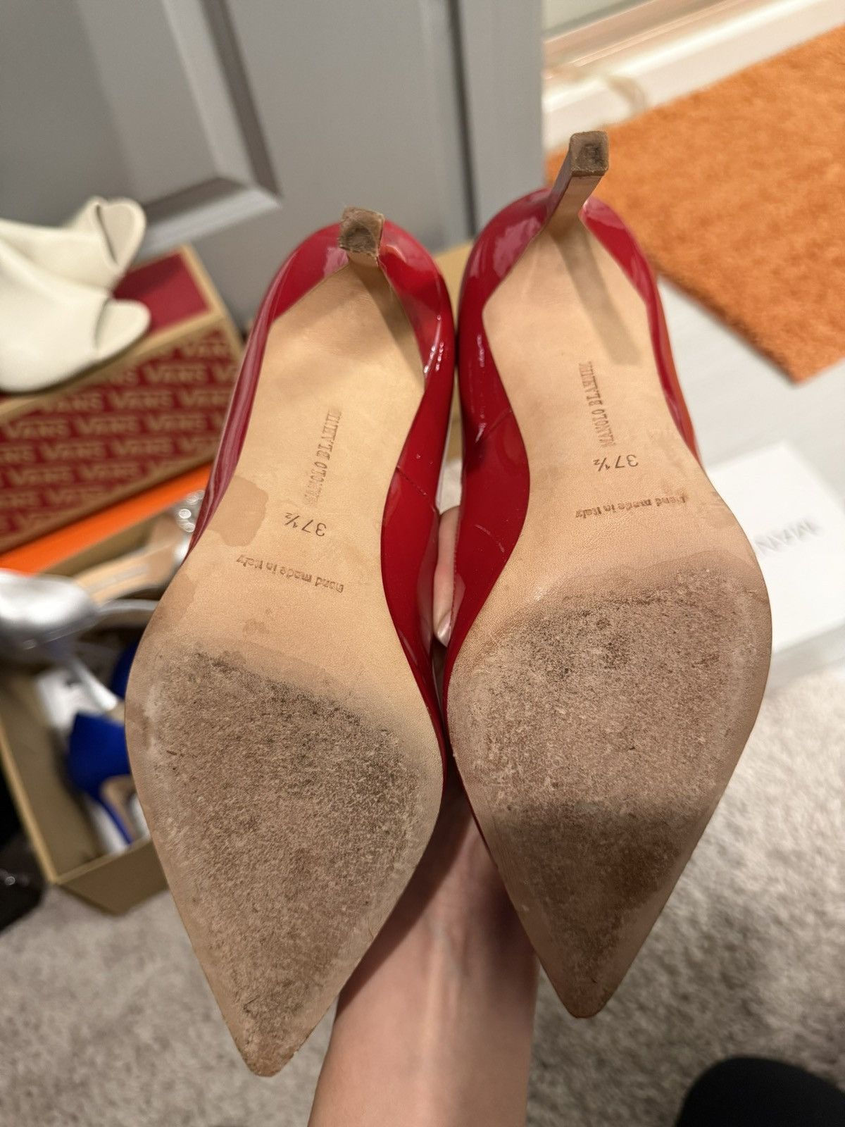 Manolo Blahnik Manolo Blahnik Red Patent Leather Pumps Size US 7.5 / IT 37.5 - 4 Thumbnail
