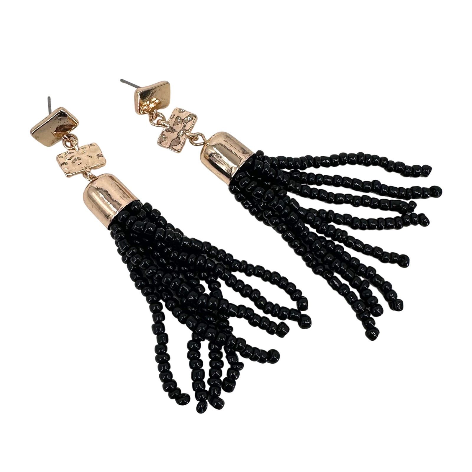 Other Sugarfix by Baublebar Earrings Black Beaded Tassel Gold Tone Size ONE SIZE - 8 Thumbnail