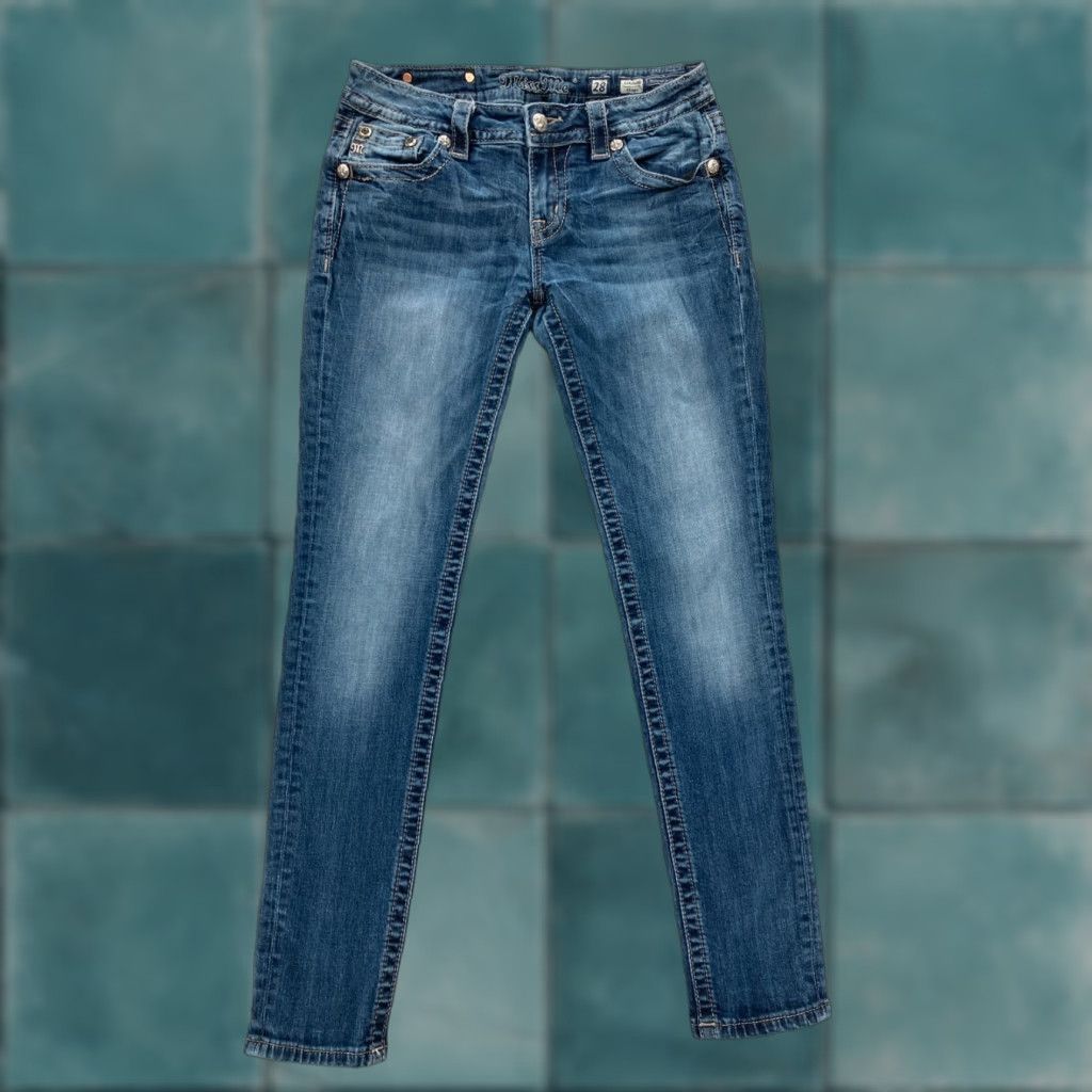 Miss Me Miss Me Signature Skinny Jeans Women's 28 Blue Stretch Denim Cross Embroidered Jeans Size 28" / US 6 / IT 42 - 1 Thumbnail