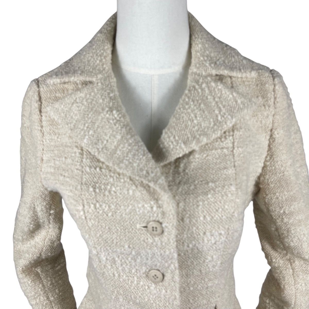 Karl Lagerfeld Vintage KL Karl Lagerfeld Cream Bouclé Tweed Blazer Jacket Size M / US 6-8 / IT 42-44 - 2 Thumbnail