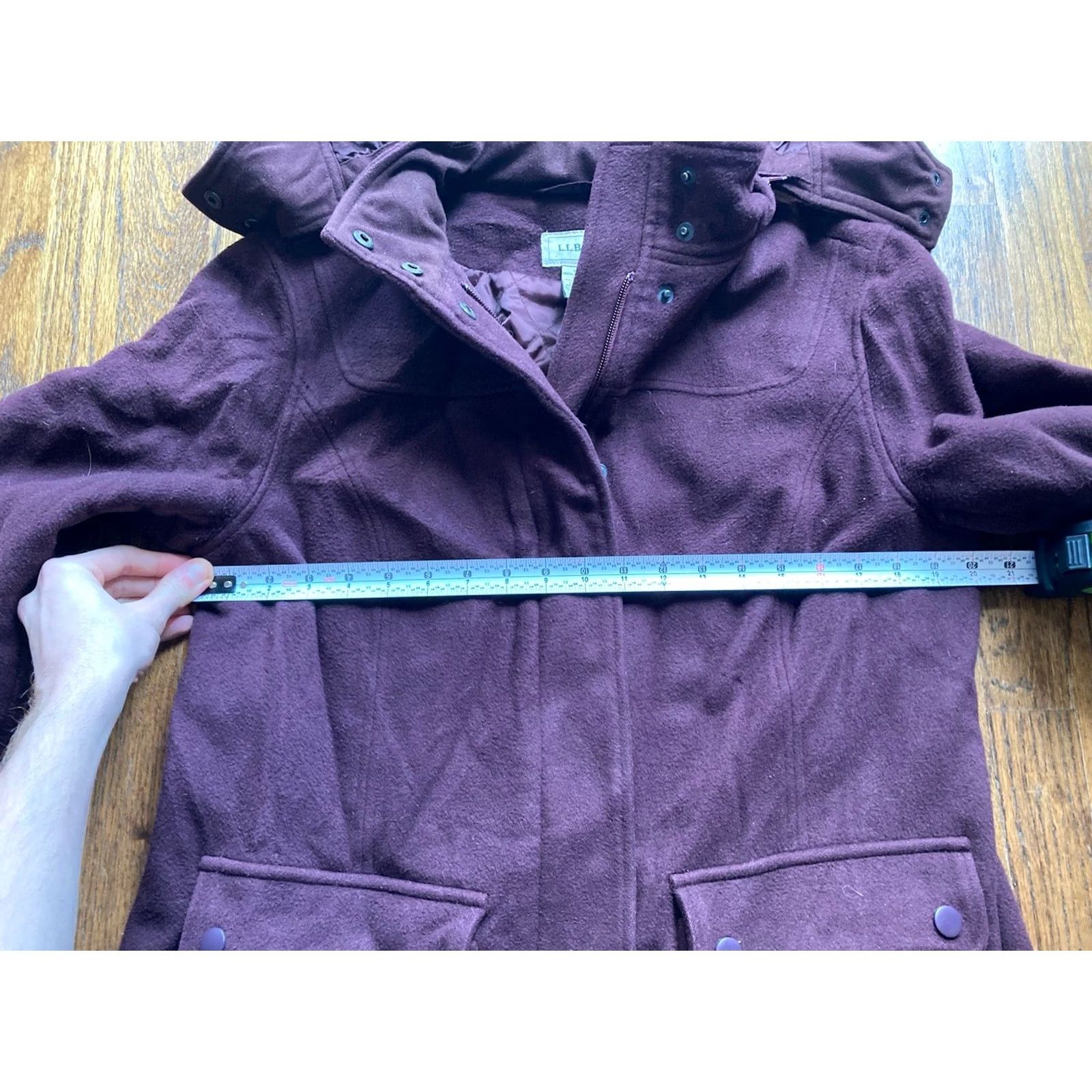 Vintage VINTAGE L.L. Bean Coat Womens Medium Burgundy Wool Pea Coat Hooded Trench Size M / US 6-8 / IT 42-44 - 6 Thumbnail
