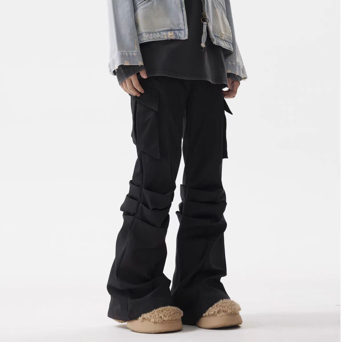 Japanese Brand × Vintage Vintage knee pleat micro flare work trousers Size US 34 / EU 50 - 2 Thumbnail
