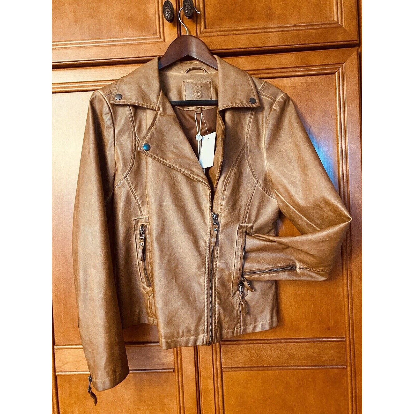 Other Max Studio Cognac Brn Faux Leather Moto Jkt Asymmetrical med Size M / US 6-8 / IT 42-44 - 3 Thumbnail