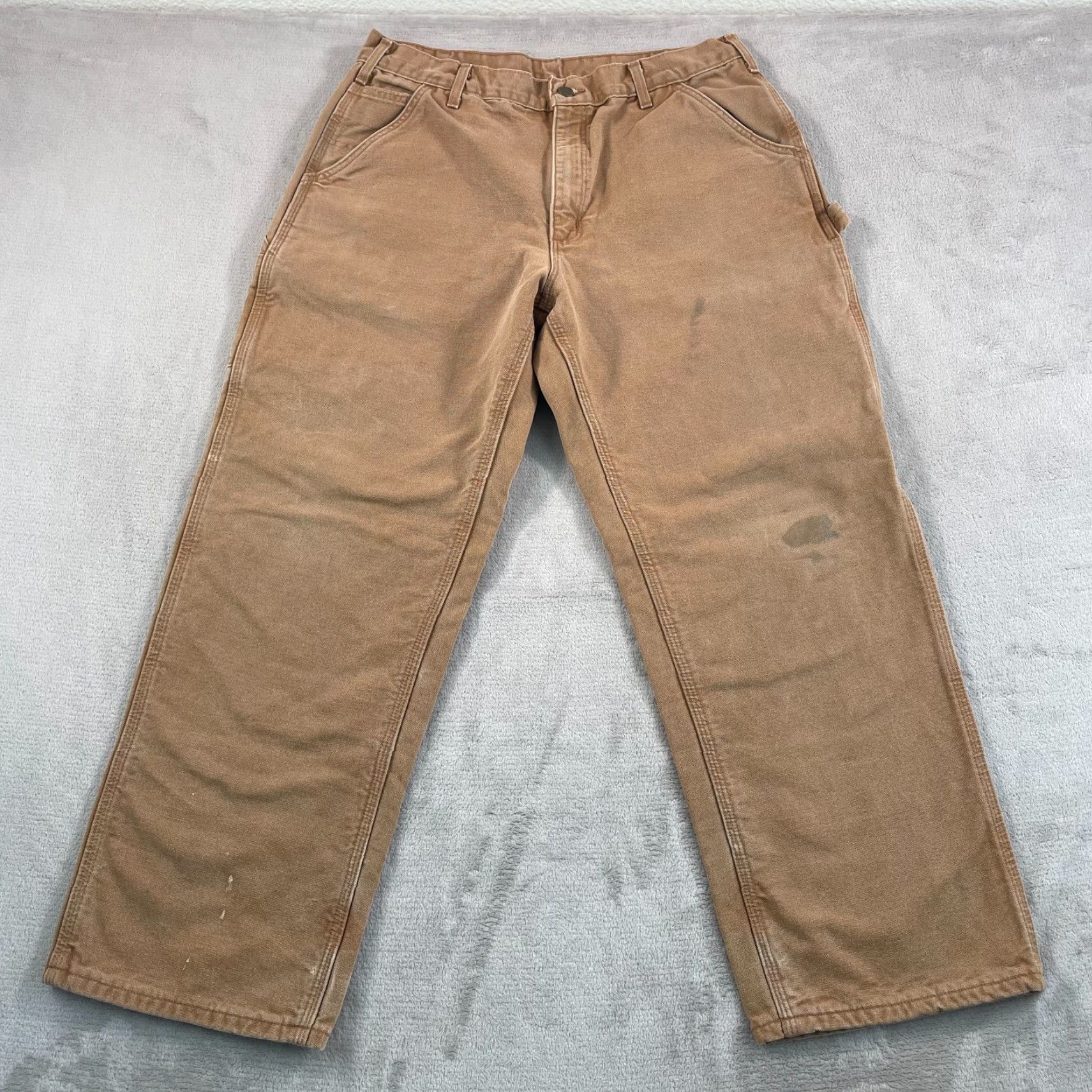 Carhartt Carhartt Flannel Lined Pants 34x28 Brown Carpenter Duck Canvas B111 Mens Jeans Pants Size US 34 / EU 50 - 6 Thumbnail