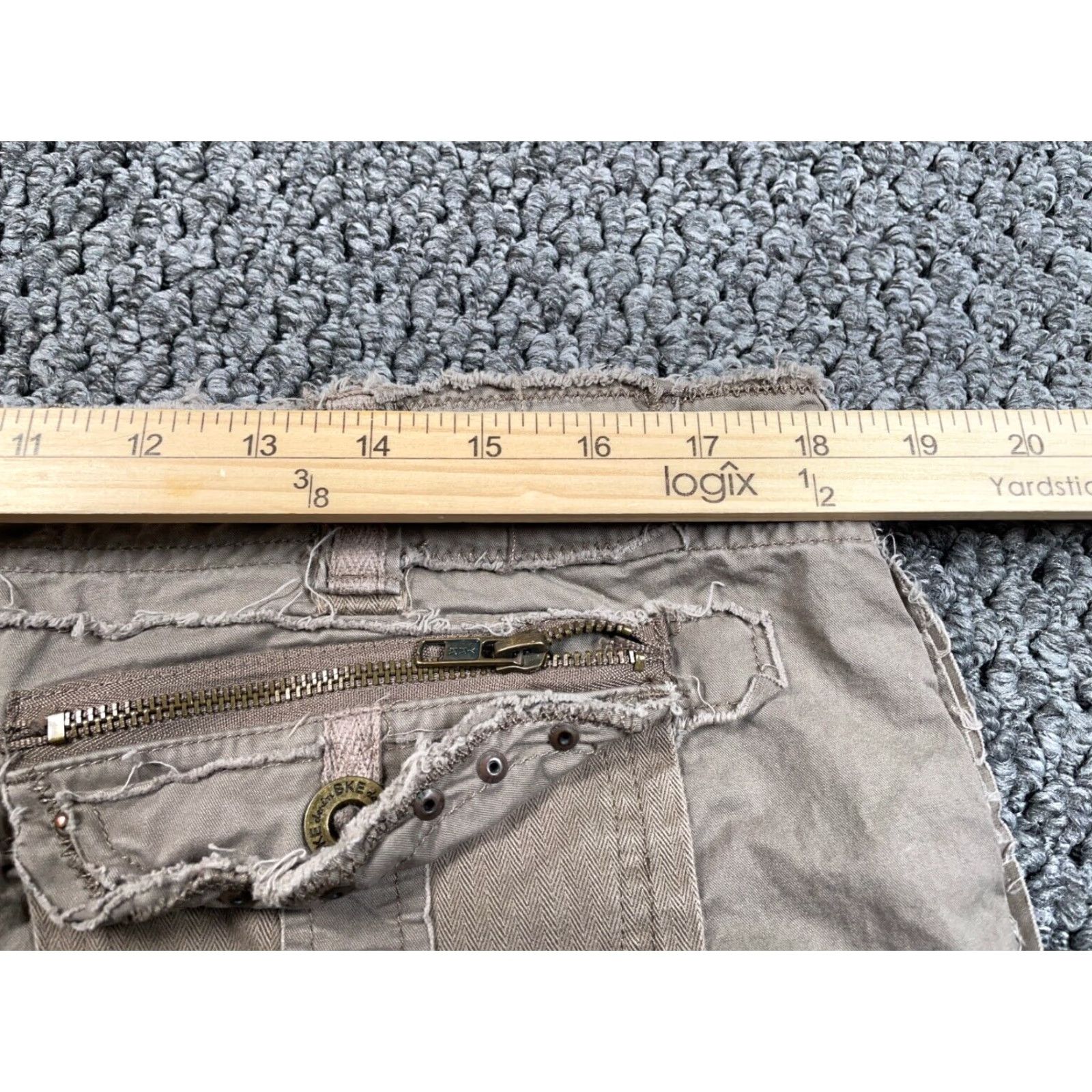 Vintage Vintage Y2K Women's Cargo Pants Baggy Low-Rise Raw Edge Beige Cotton 90s Casual, Loose Fit, Size 36 Size 25" / US 0 / IT 36 - 6 Thumbnail