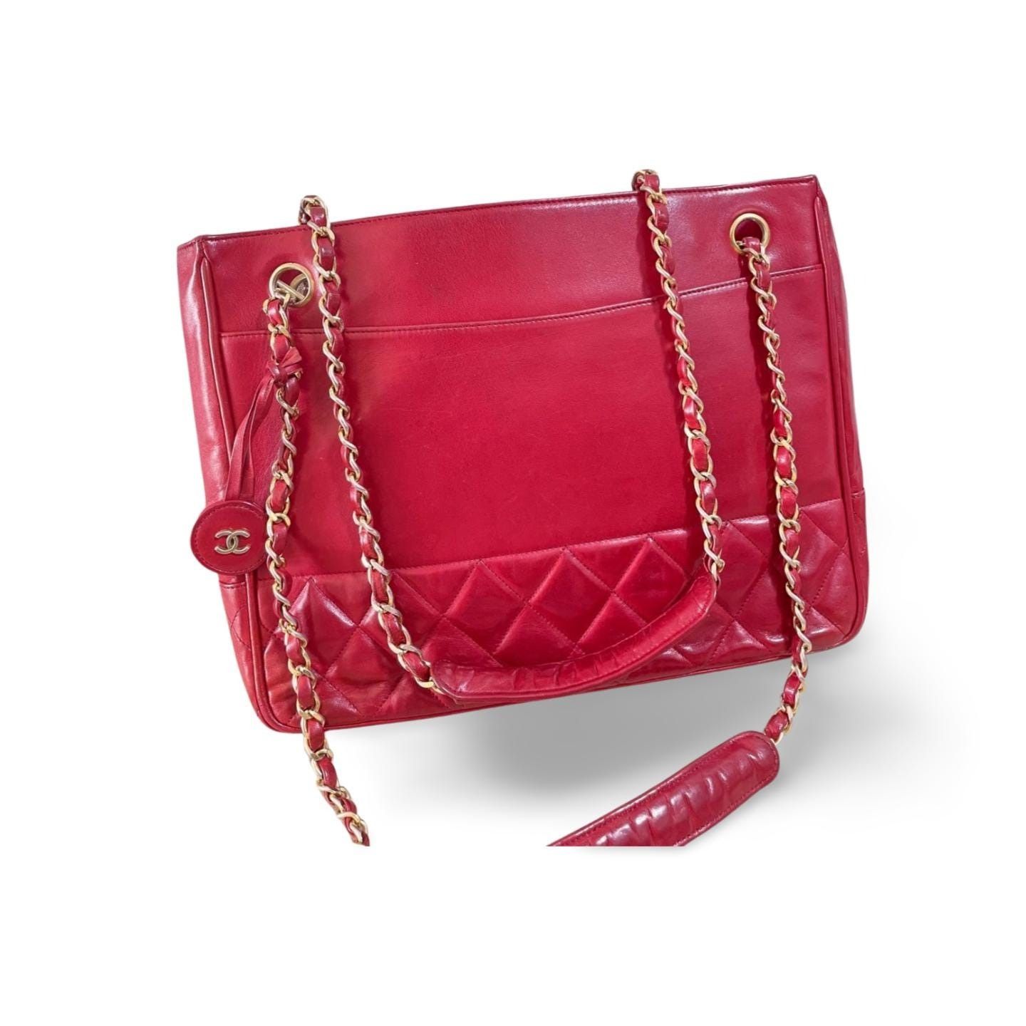 Chanel Vintage CHANEL red calfskin classic shoulder tote bag Size ONE SIZE - 8 Thumbnail
