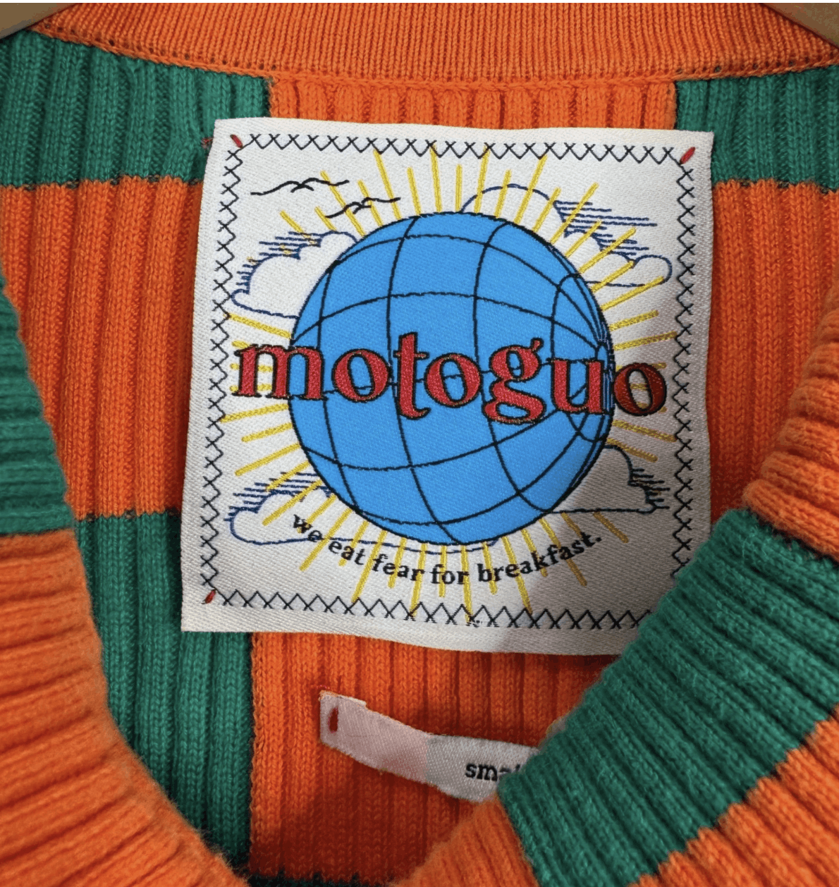 Other Motoguo Orange Green Checkered Ribbed Knit Ruffle Cardigan Size S / US 4 / IT 40 - 8 Thumbnail