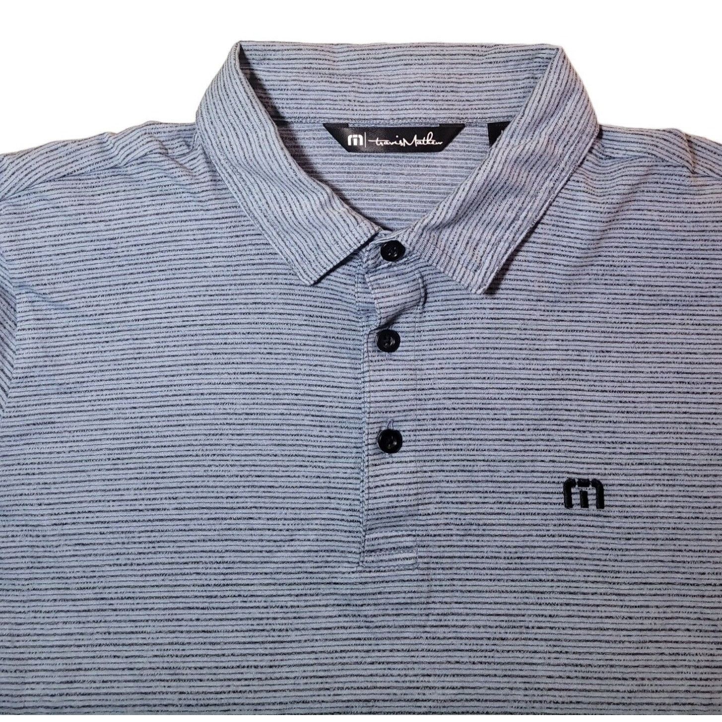 TravisMathew Travis Mathew Men's L Polo Faded Denim Pima Cotton Blend Size US L / EU 52-54 / 3 - 10 Thumbnail