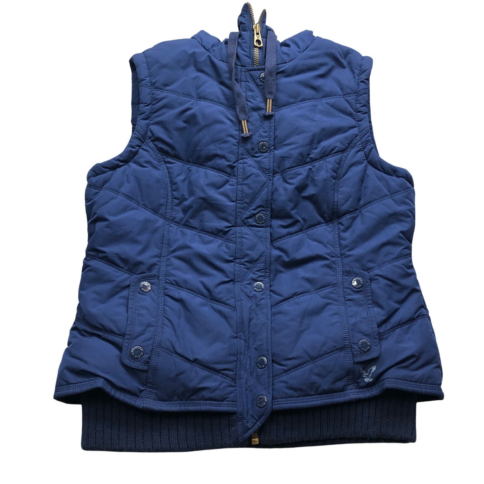 American Eagle Outfitters American Eagle Outfitters Quilted Vest Hoodie Womens M Blue Size M / US 6-8 / IT 42-44 - 1 Thumbnail
