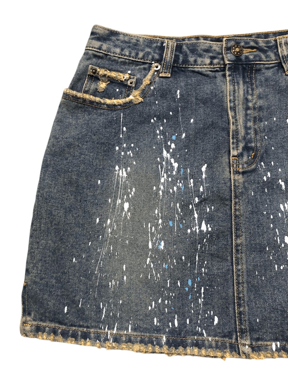 If Six Was Nine Japanese MouthValley Painters Denim Skirt Distressed Design Size 30" / US 8 / IT 44 - 4 Thumbnail