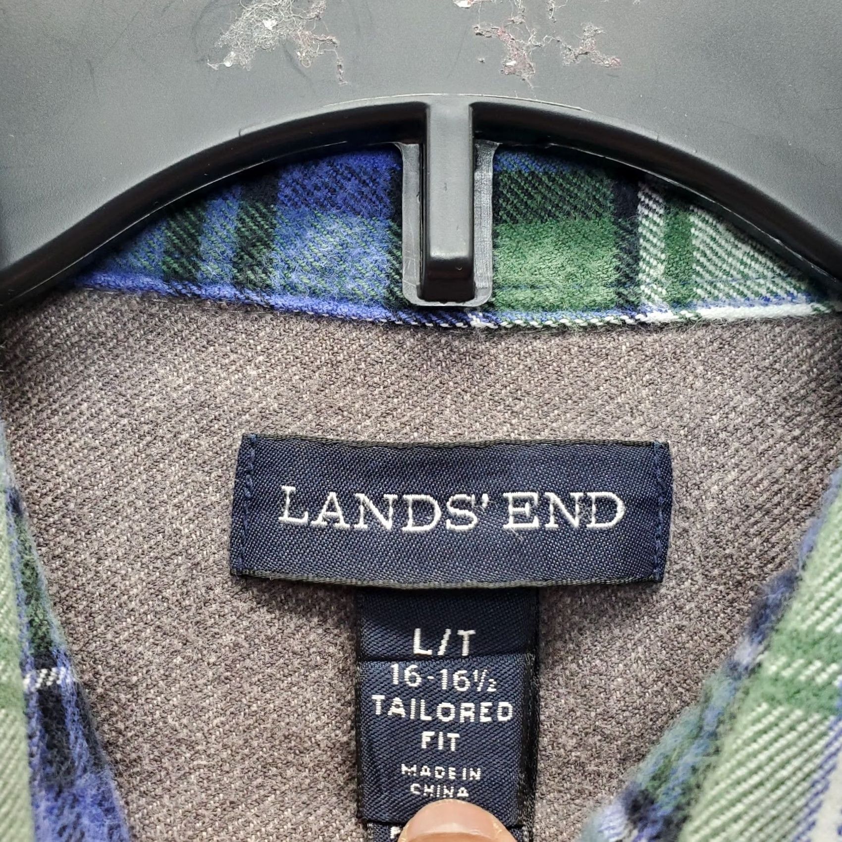 Lands' End Lands' End Mens Dress Shirt Multicolor Plaid Flannel Button-Down Tailored Fit XS/XL? (Wait) Size 42R - 5 Thumbnail