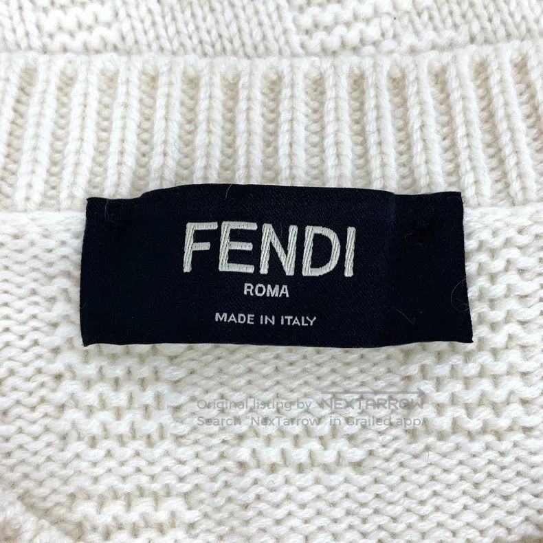 Fendi Fendi Beige Jacquard Cashmere Round Neck Long Sleeve Knit Size US M / EU 48-50 / 2 - 5 Thumbnail