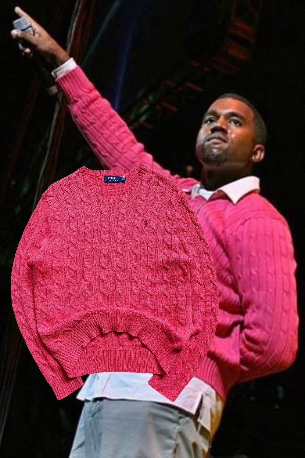Kanye West Pink Ralph Lauren Cable Knit Sweater