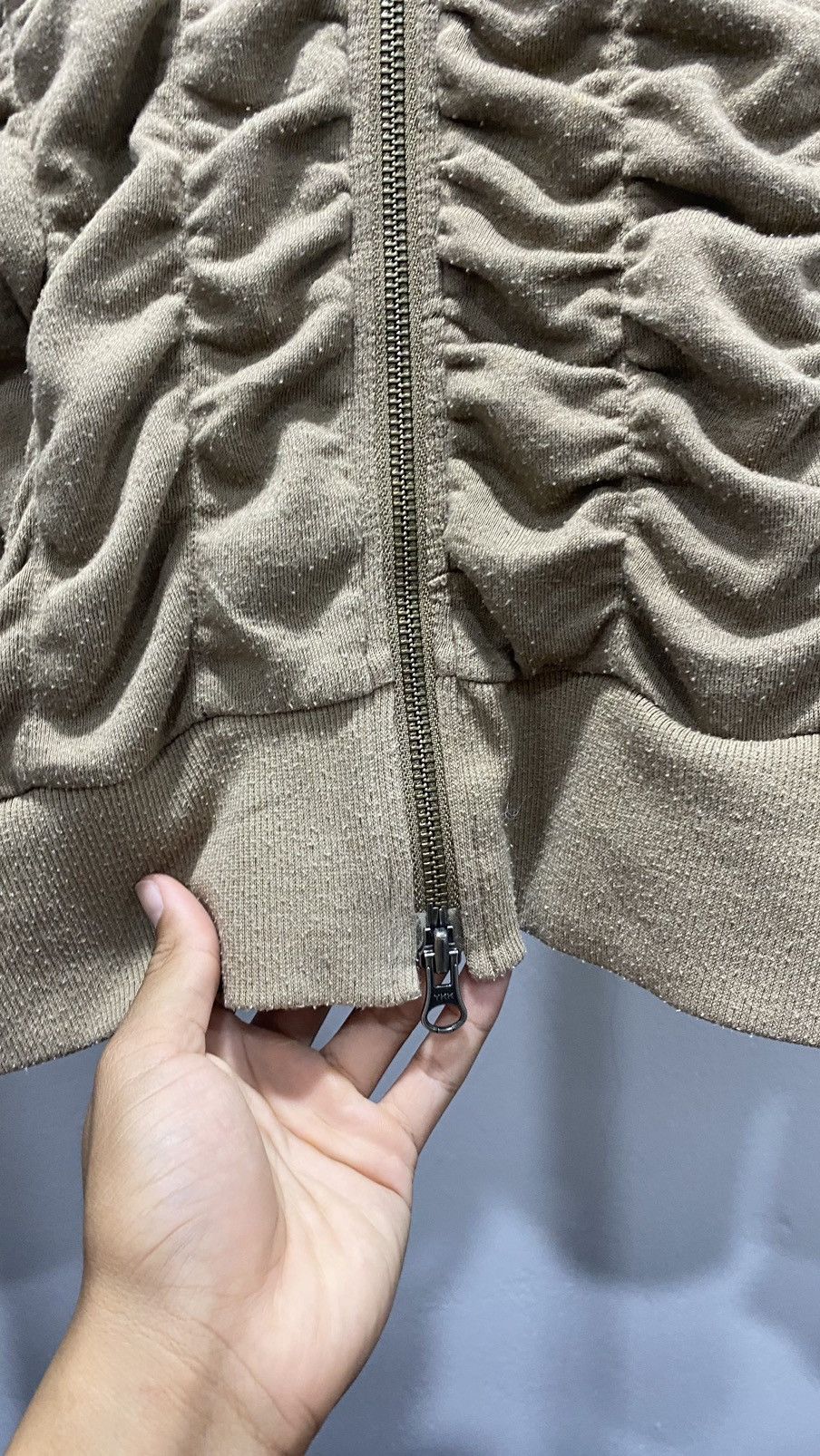 Morgan Homme Pleated Ribbon Unique Zipper Hoodie