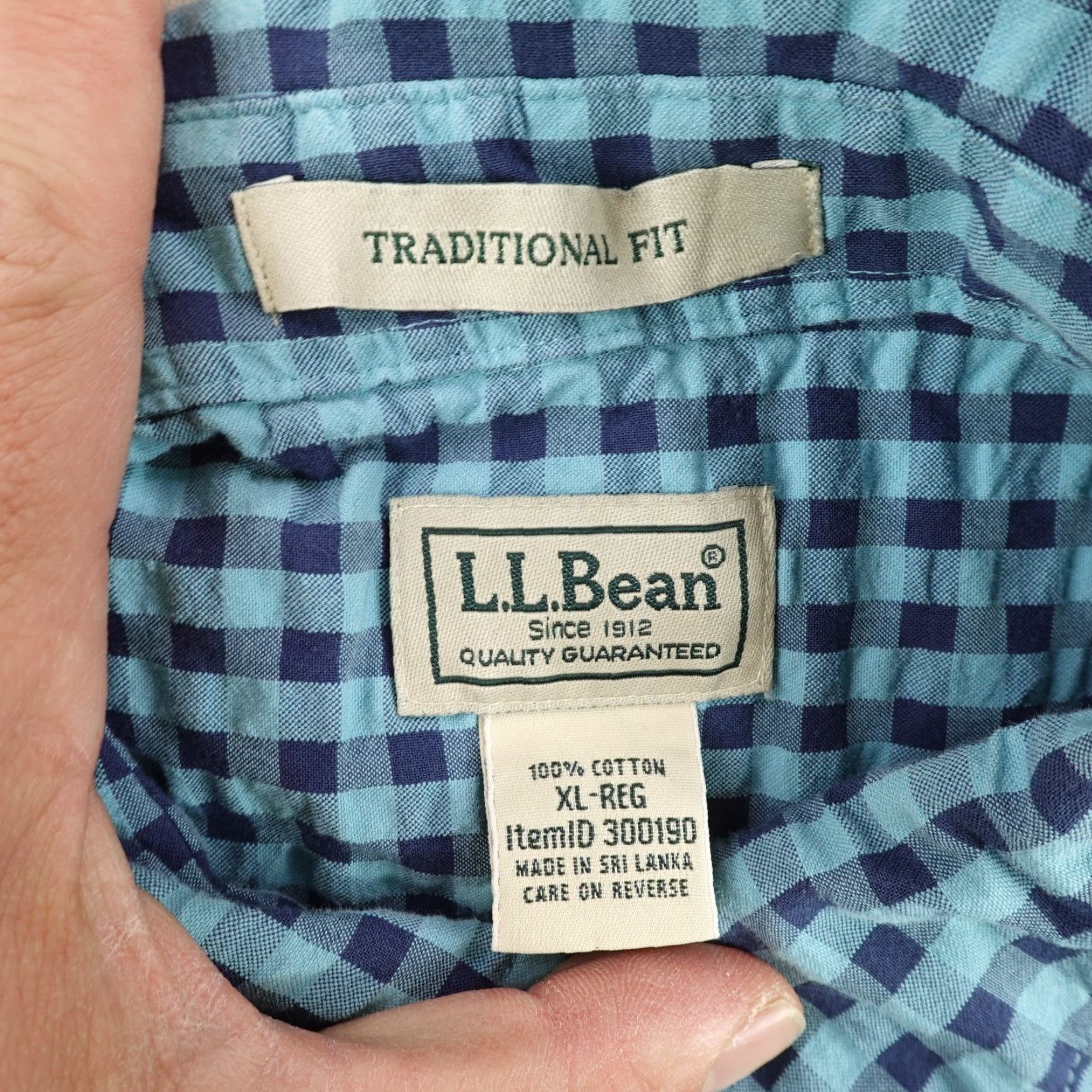 Vintage LL Bean Shirt XL Blue Gingham Plaid Button-Up Cotton Outdoor Casual Men's XL Blue Plaid Shirt Size US XL / EU 56 / 4 - 7 Thumbnail