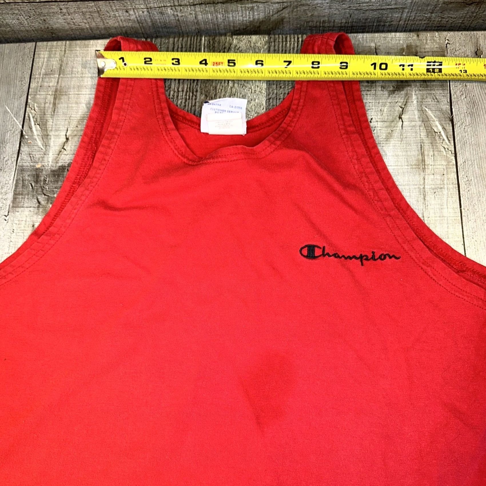Champion VINTAGE Champion Tank Top Men M Red Script Logo 90s Regular Short Sleeve? Size US M / EU 48-50 / 2 - 7 Thumbnail