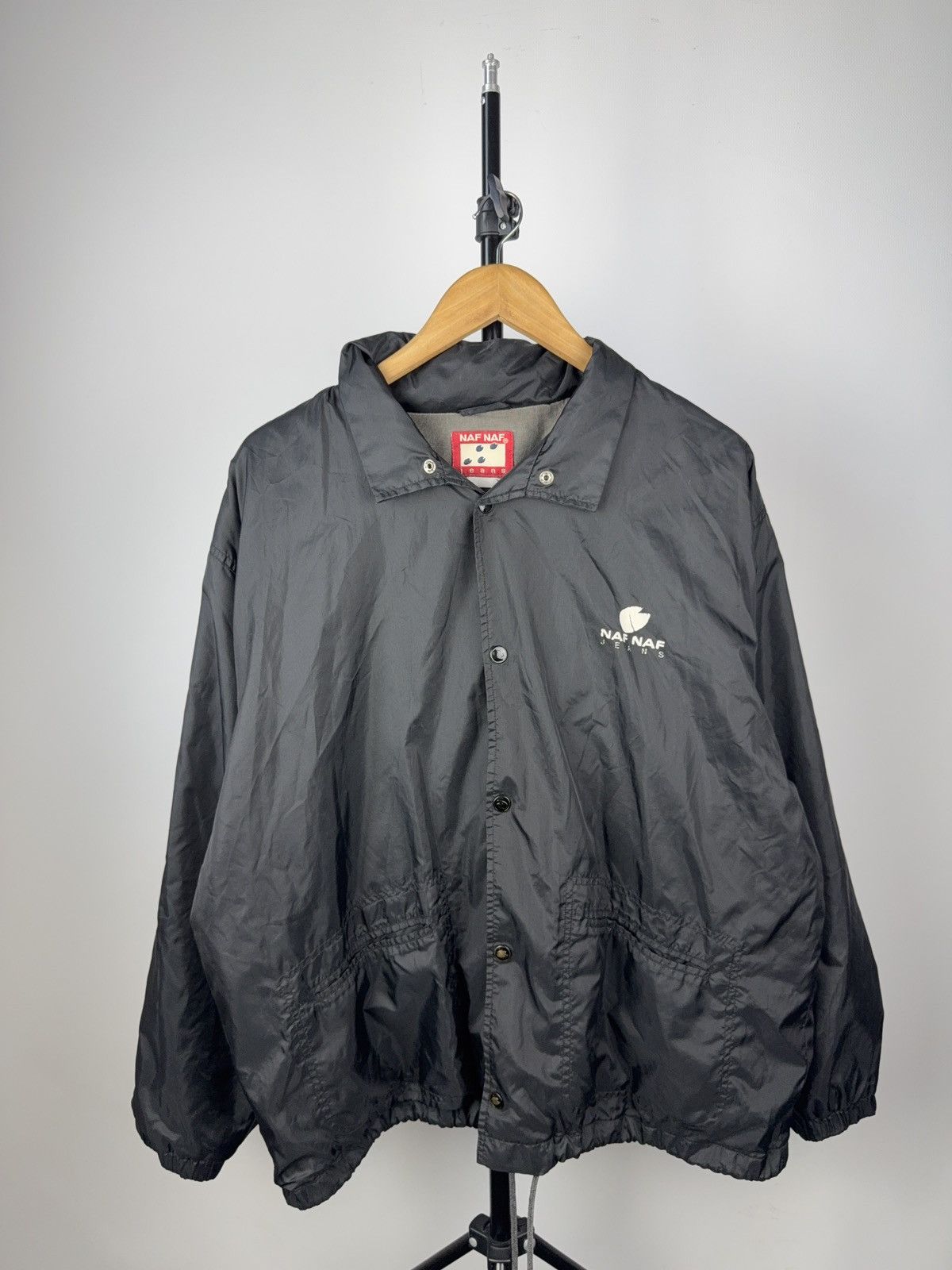 Issey Miyake × Japanese Brand × Vintage Vintage 90s NAF NAF Jeans Black Windbreaker Jacket Logo Size US L / EU 52-54 / 3 - 2 Thumbnail