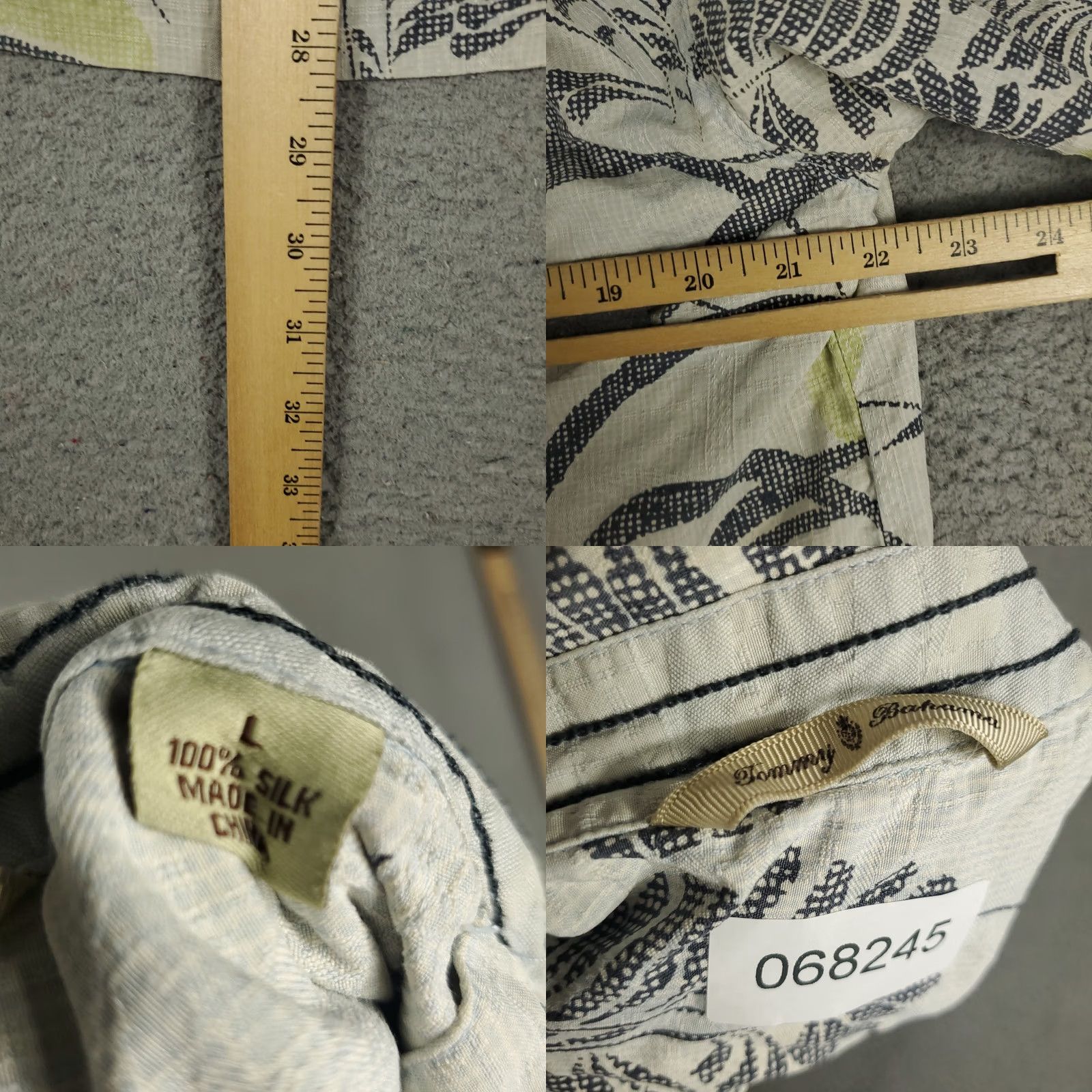 Tommy Bahama Tommy Bahama Shirt Mens Large Gray Silk Hawaiian Button Up Size US L / EU 52-54 / 3 - 8 Thumbnail