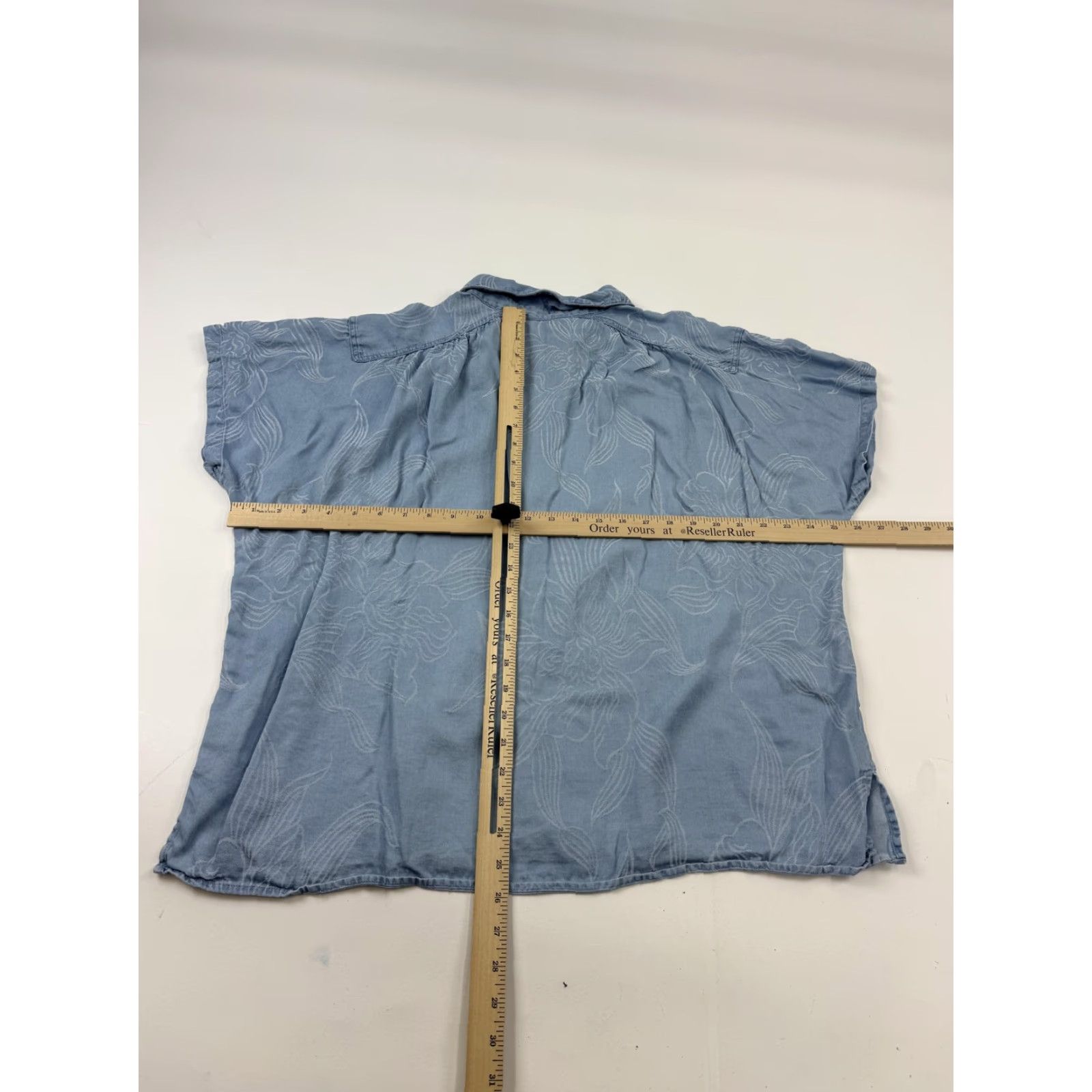Vintage Caffe Marrakesh Chambray Shirt Womens XL Blue Button Front Short Sleeve Top Size XL / US 12-14 / IT 48-50 - 5 Thumbnail