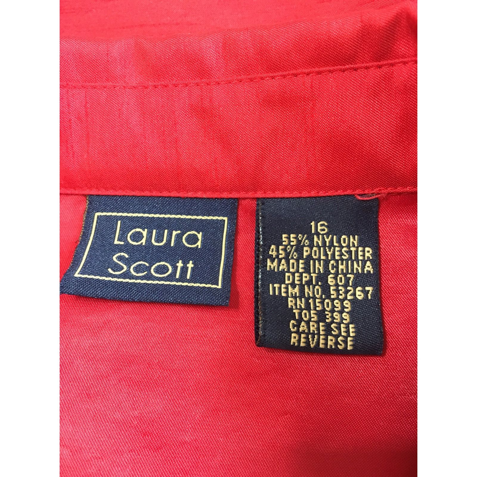 Other NWOT Laura Scott Size 16 Button Up Long Sleeve Red Blouse Size XXL / US 16-18 / IT 52-54 - 3 Thumbnail